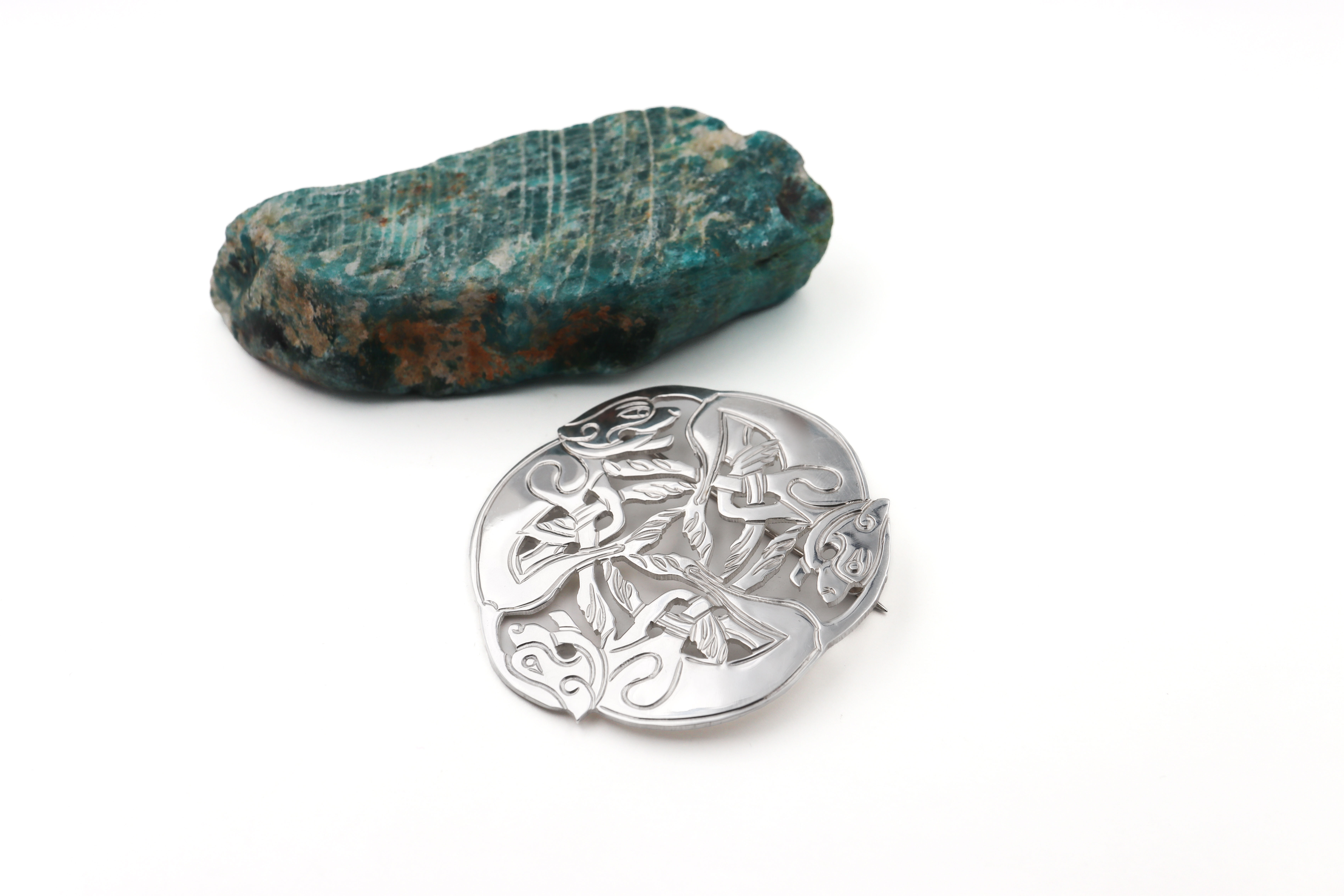 Large Gorgeous Sterling Silver Folklore & Book of Kells Brooch