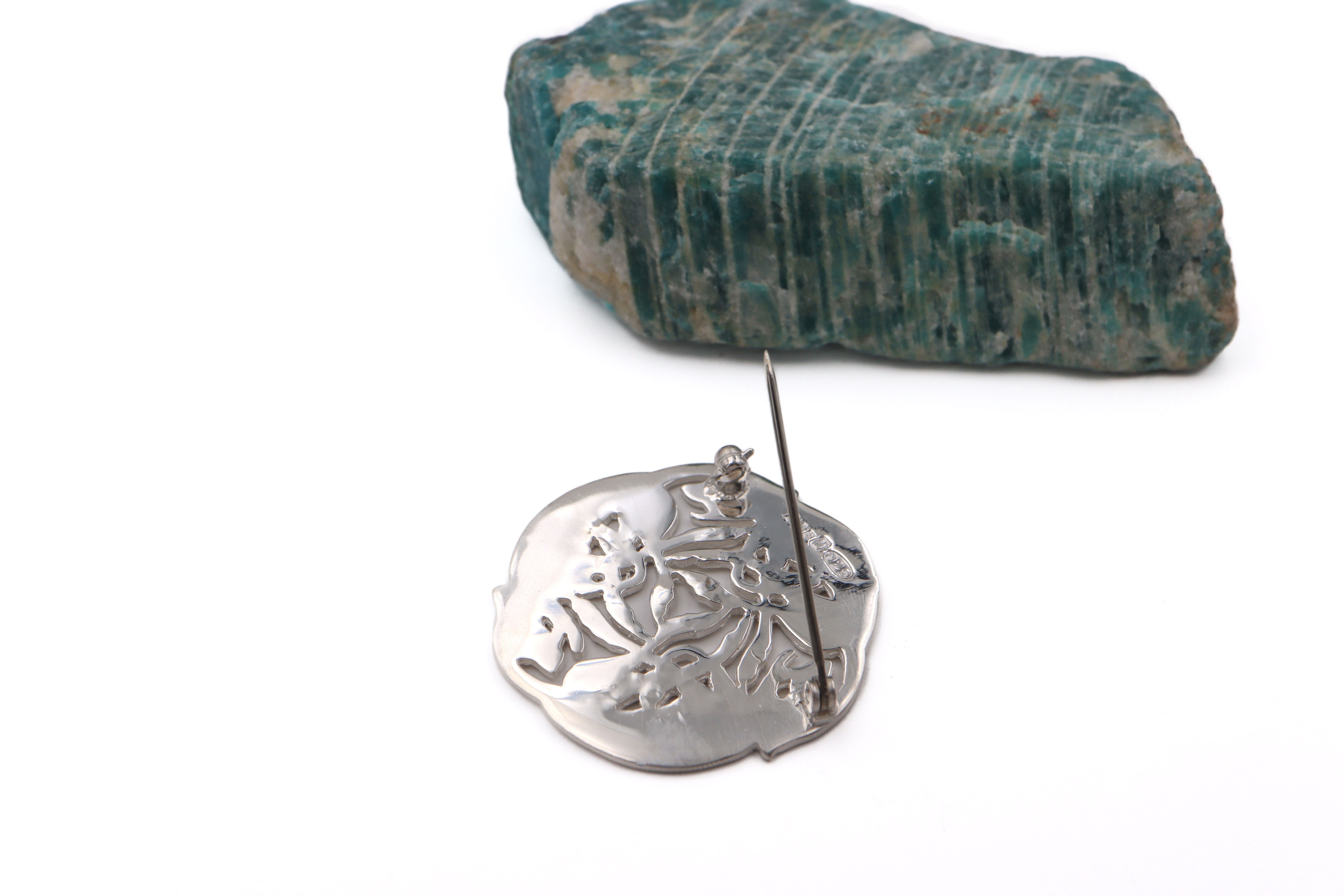 Authentic Sterling Silver Folklore Brooch. Picture Of The Back.