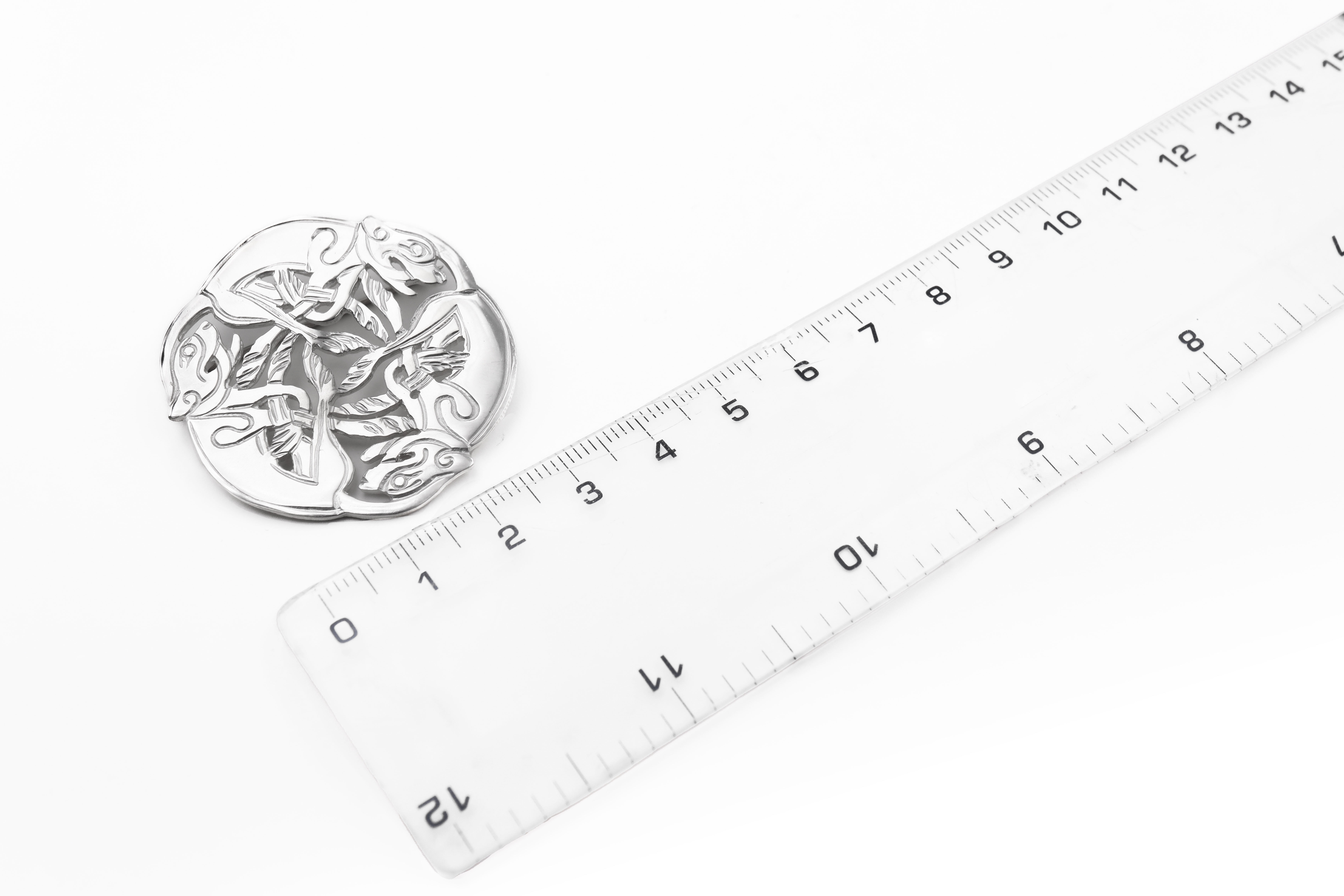 Medium Sized Real Sterling Silver Folklore & Book of Kells Brooch. Picture For Scale.