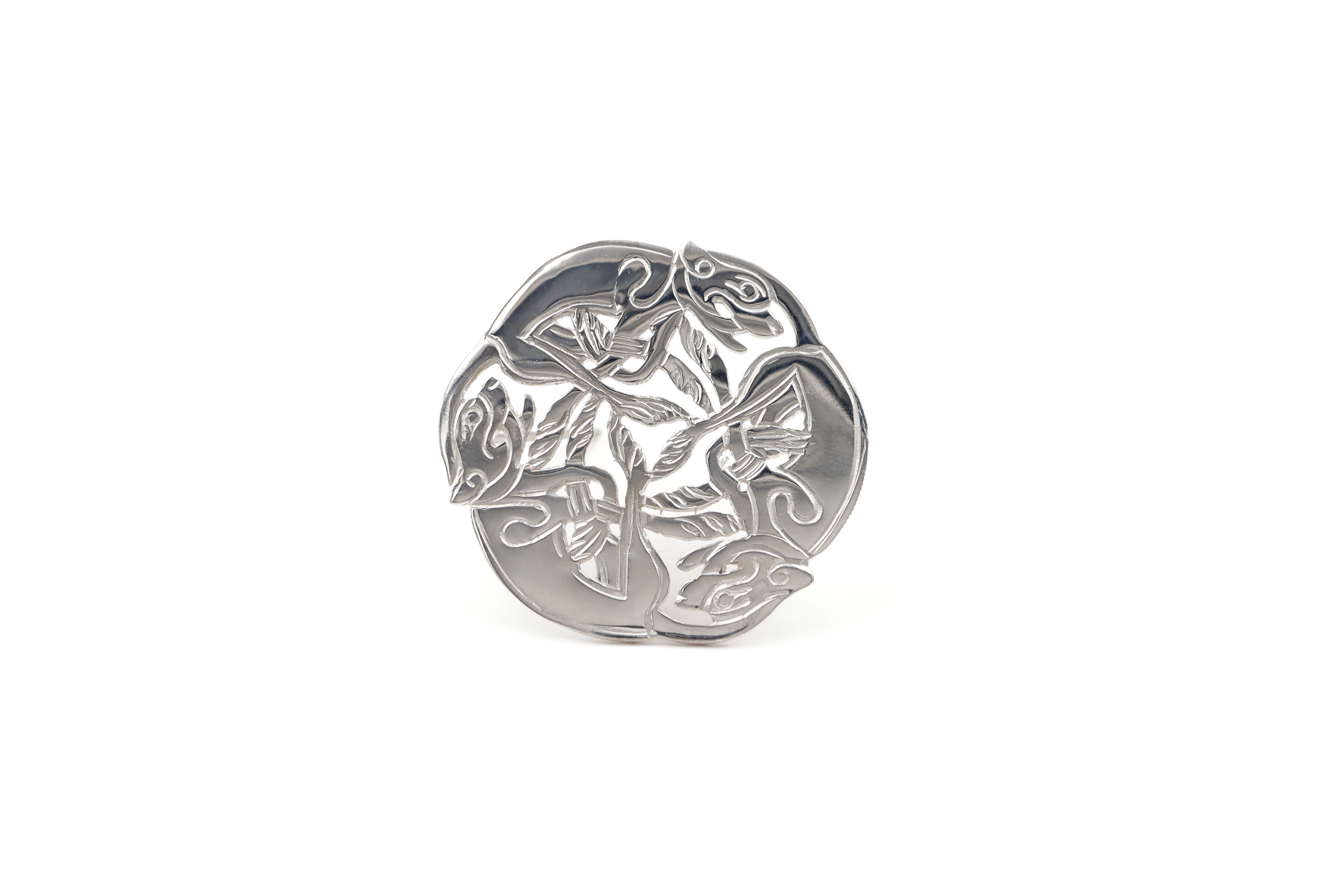 Medium Sized Sterling Silver Folklore & Book of Kells Brooch