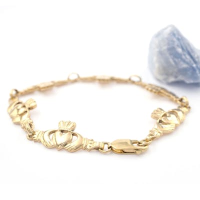 Handmade Gold Claddagh Bracelet