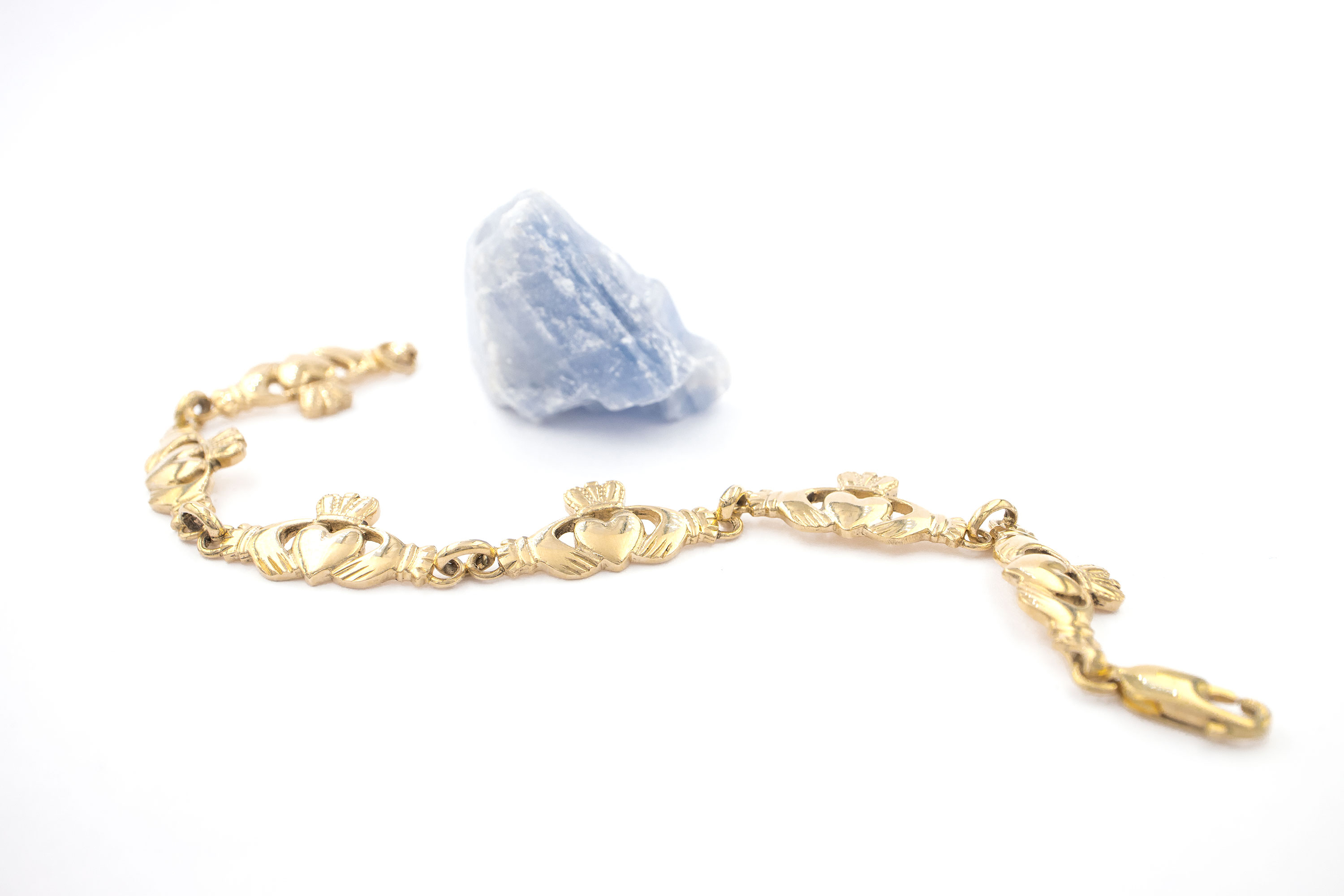 Striking Yellow Gold Claddagh Bracelet For Women