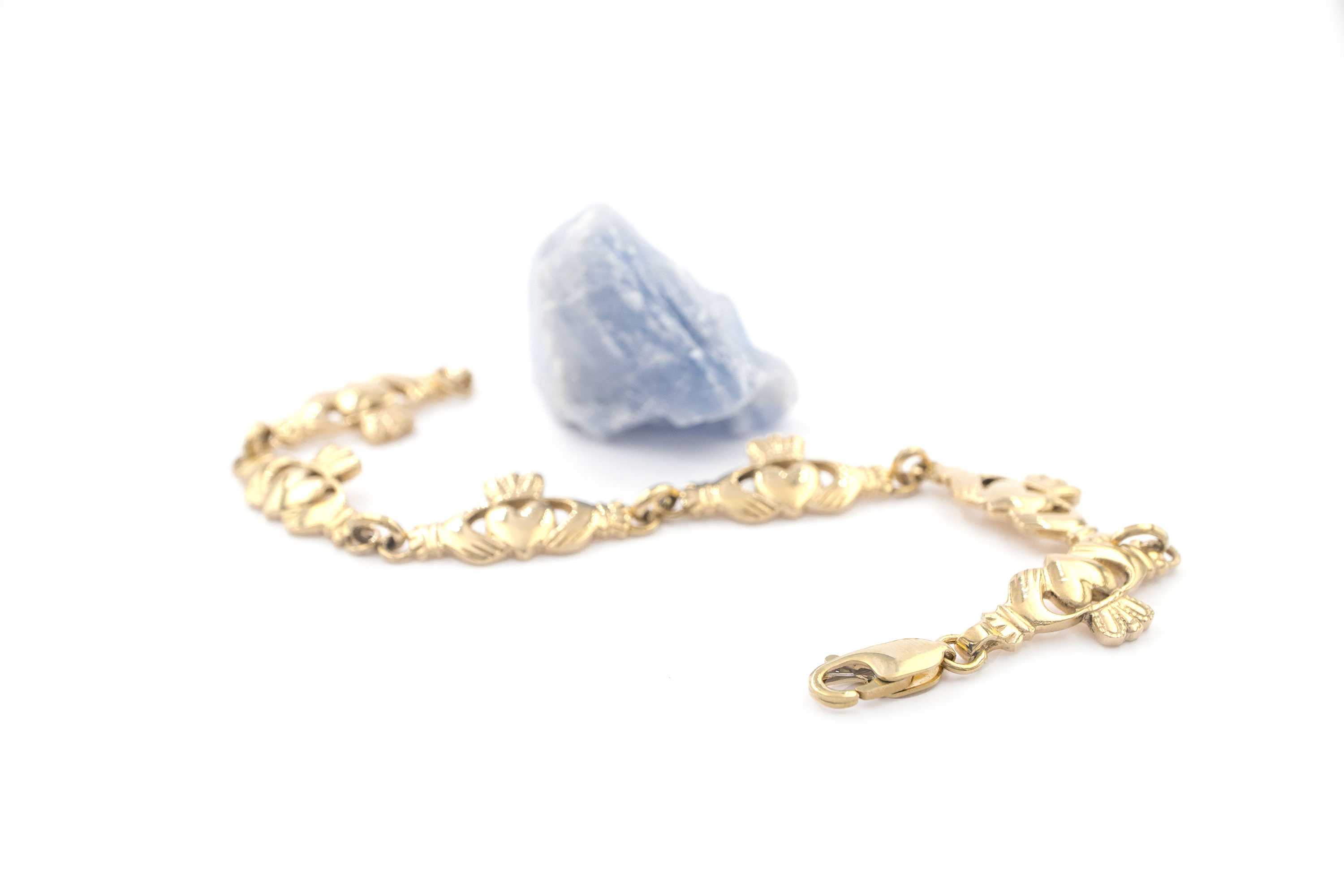 Gorgeous 10K Yellow Gold Claddagh Bracelet For Women