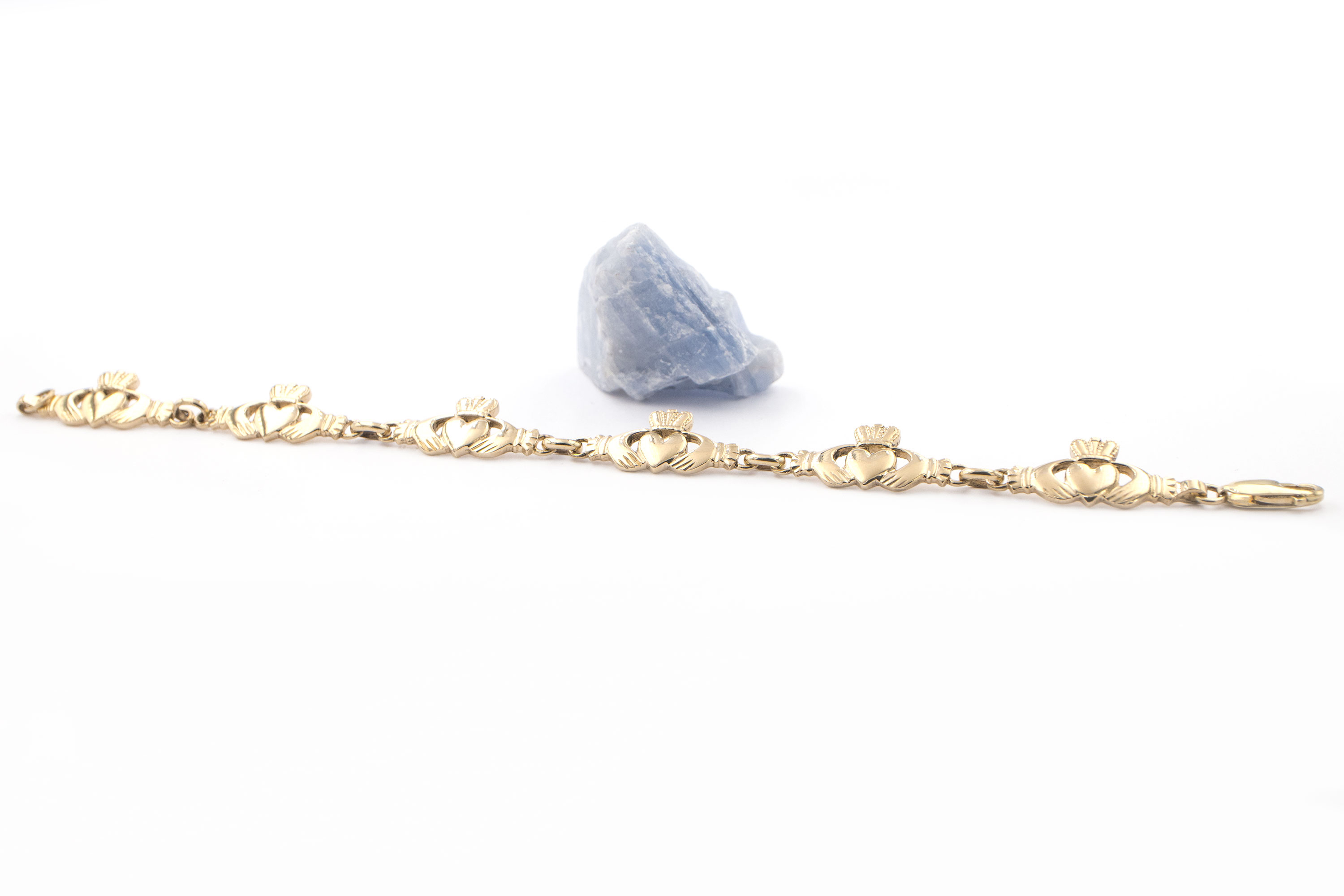 Real Yellow Gold Claddagh Bracelet For Women