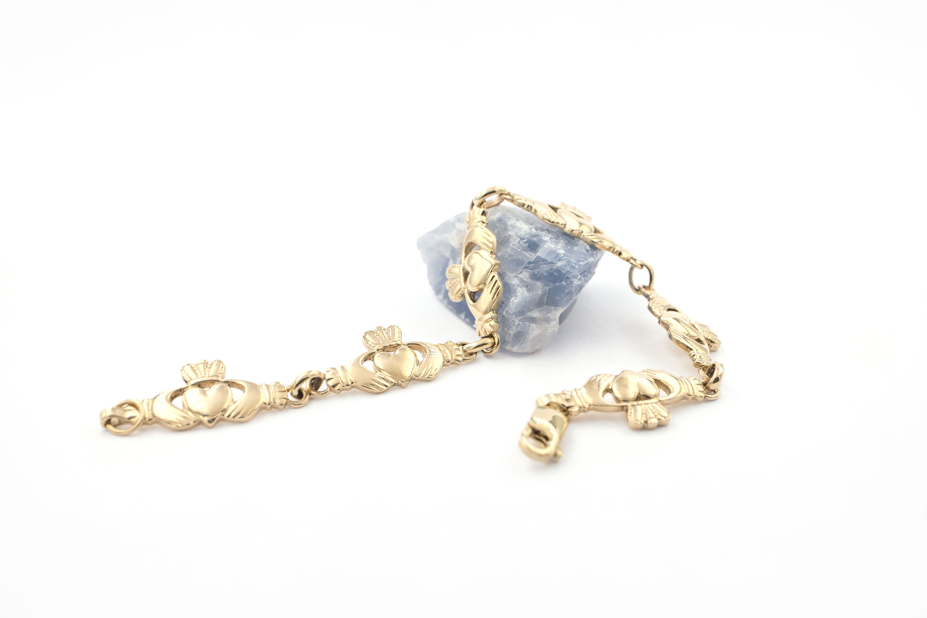 Real Yellow Gold Claddagh Bracelet For Women