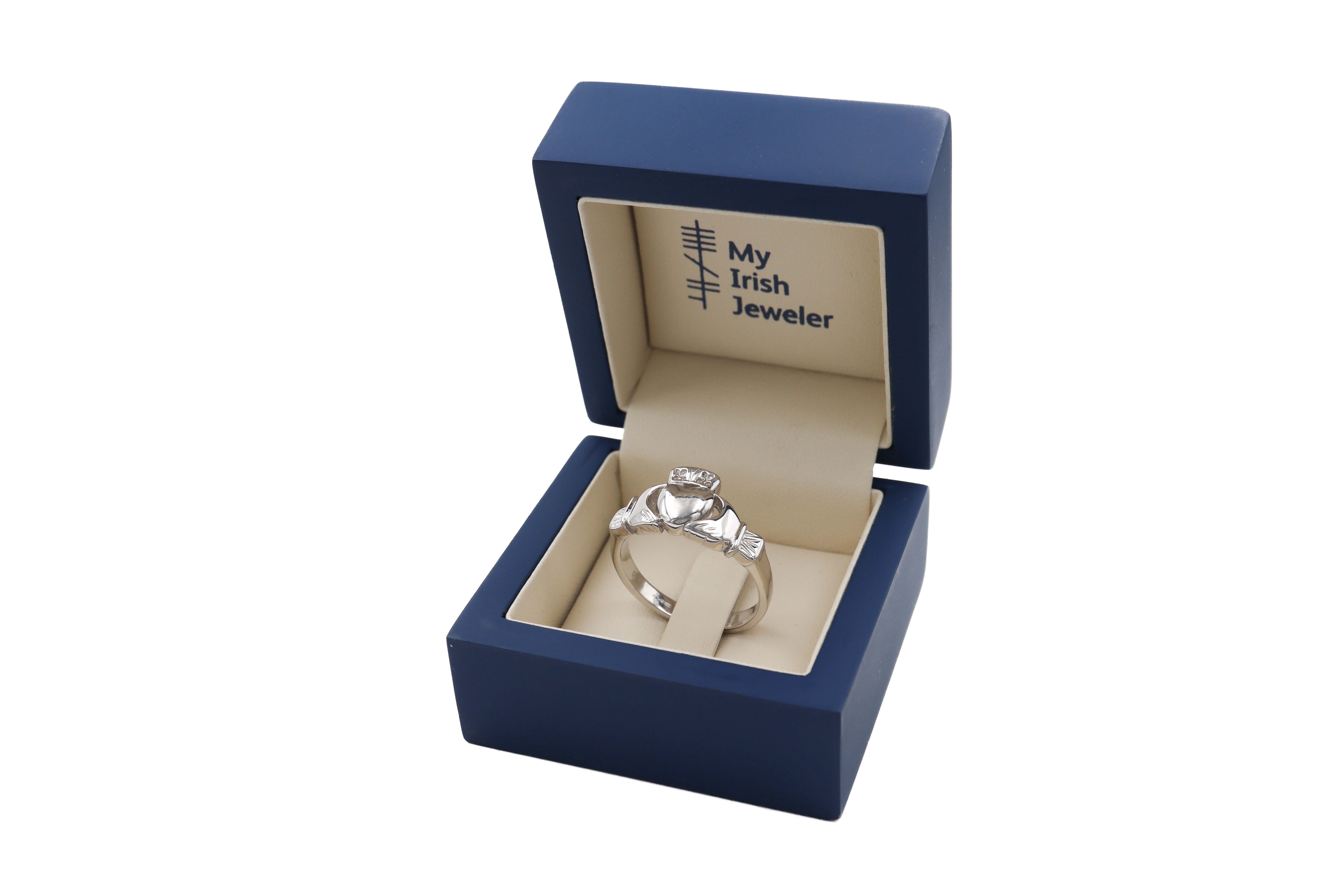 Genuine Sterling Silver Claddagh 11.4mm Ring With a Polished Finish For Men. In Luxury Packaging.