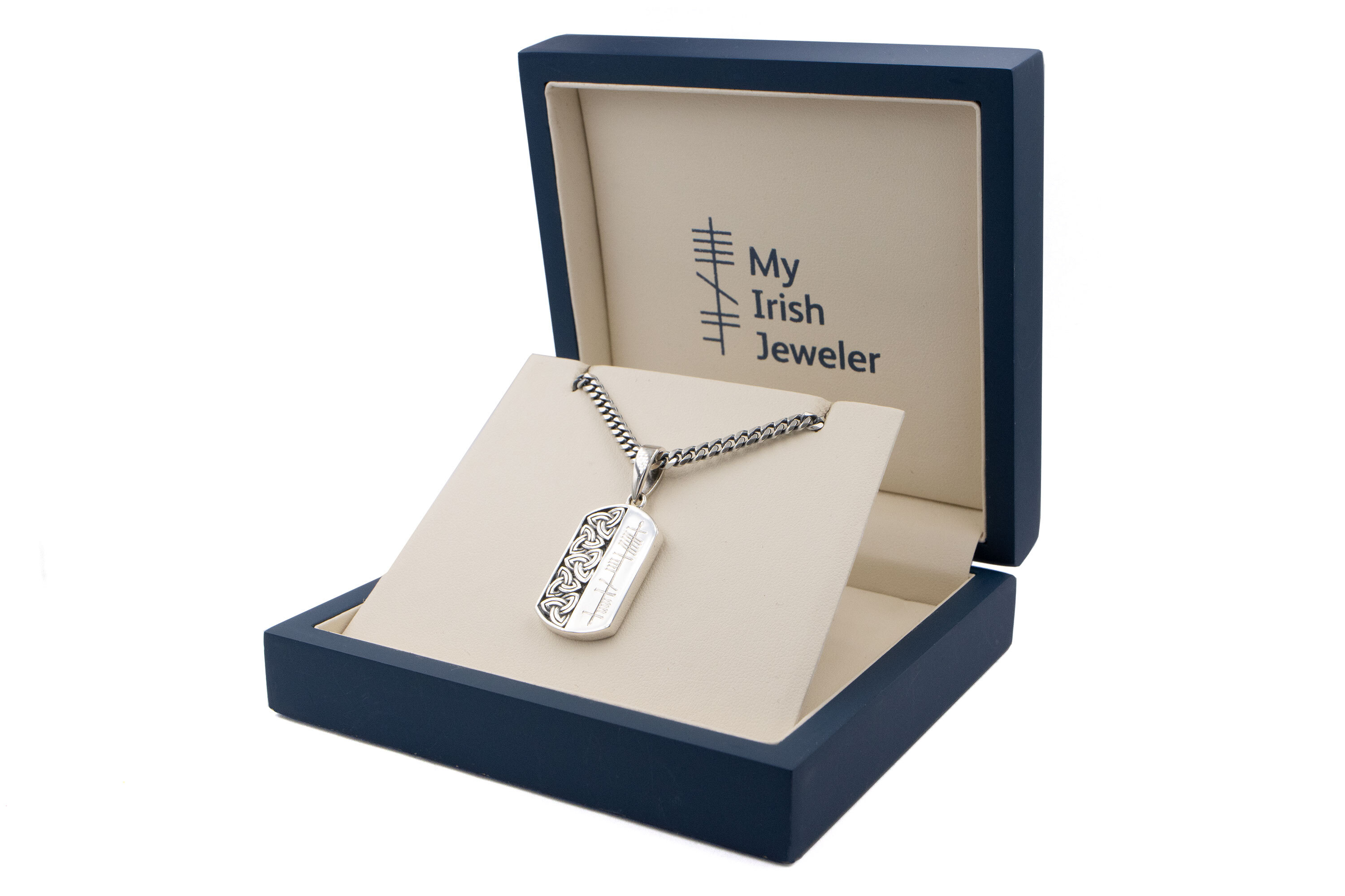 Heavy Sterling Silver Trinity Knot Necklace For Men With a Oxidized Finish