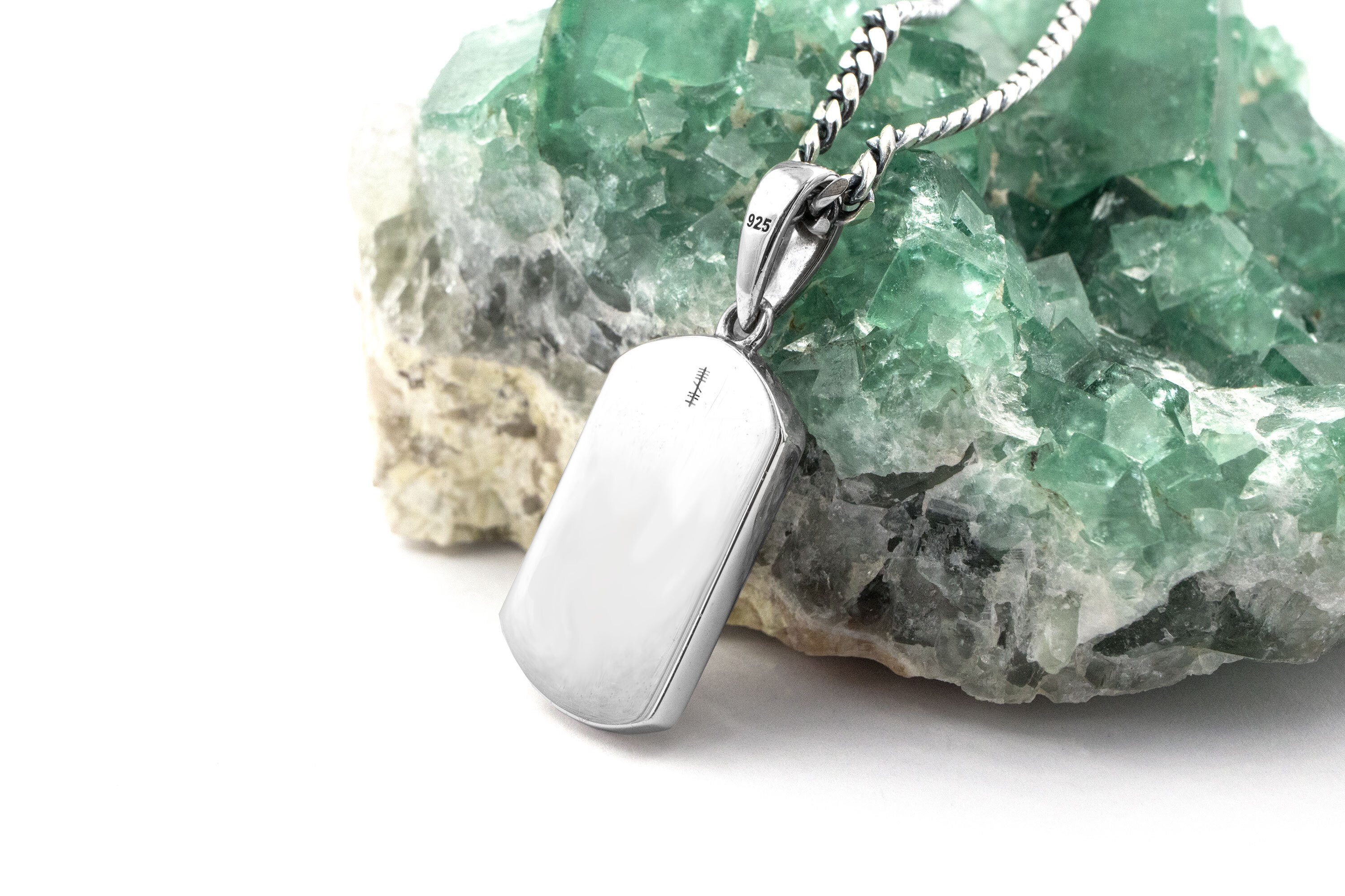 Trinity Knot & Ogham - Reverse of Pendant with Our "Home" Logo in Ogham