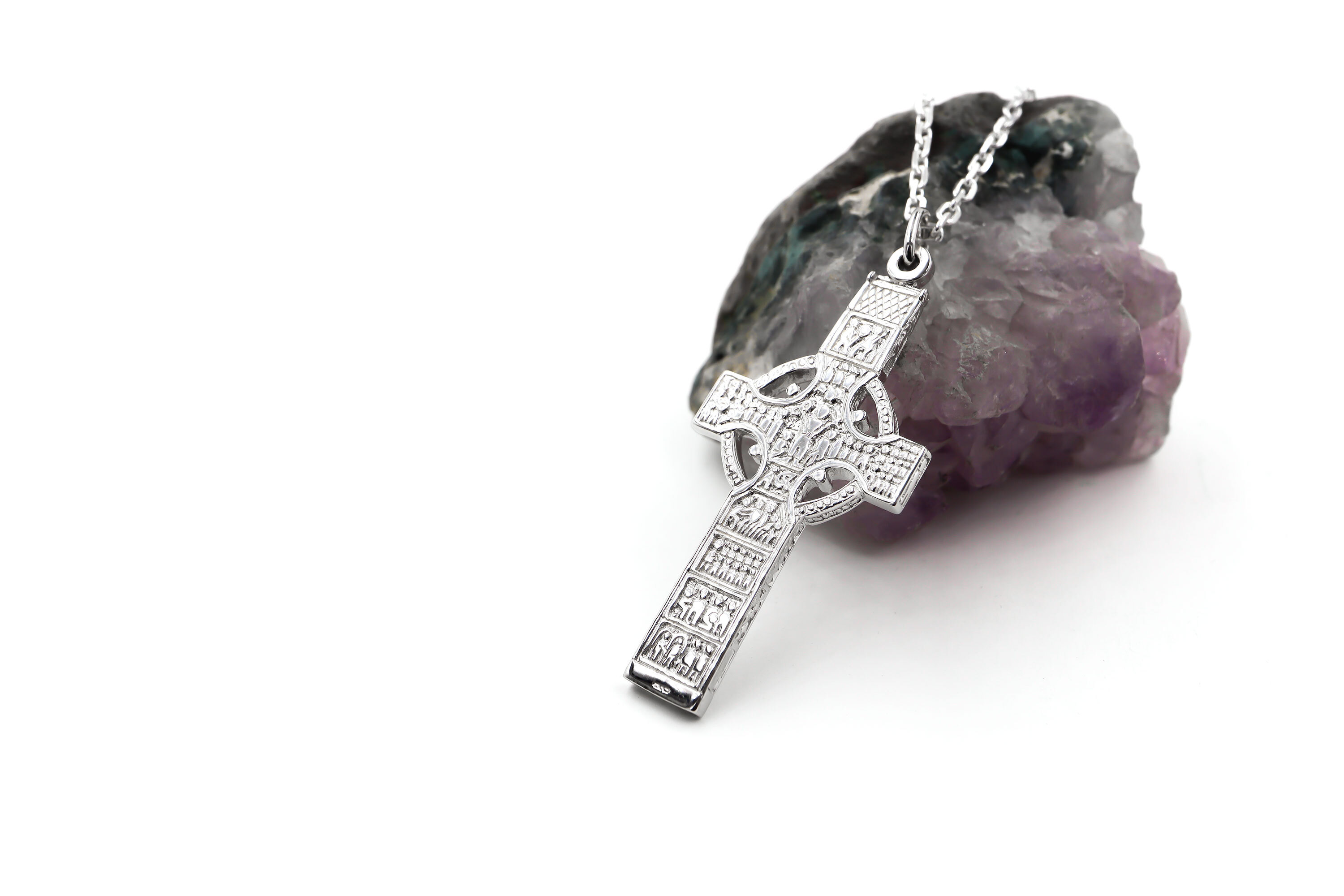 Heirloom 14K White Gold Celtic Cross Necklace
