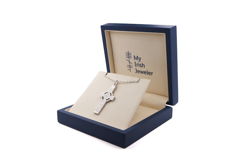 Gorgeous White Gold Celtic Cross Necklace