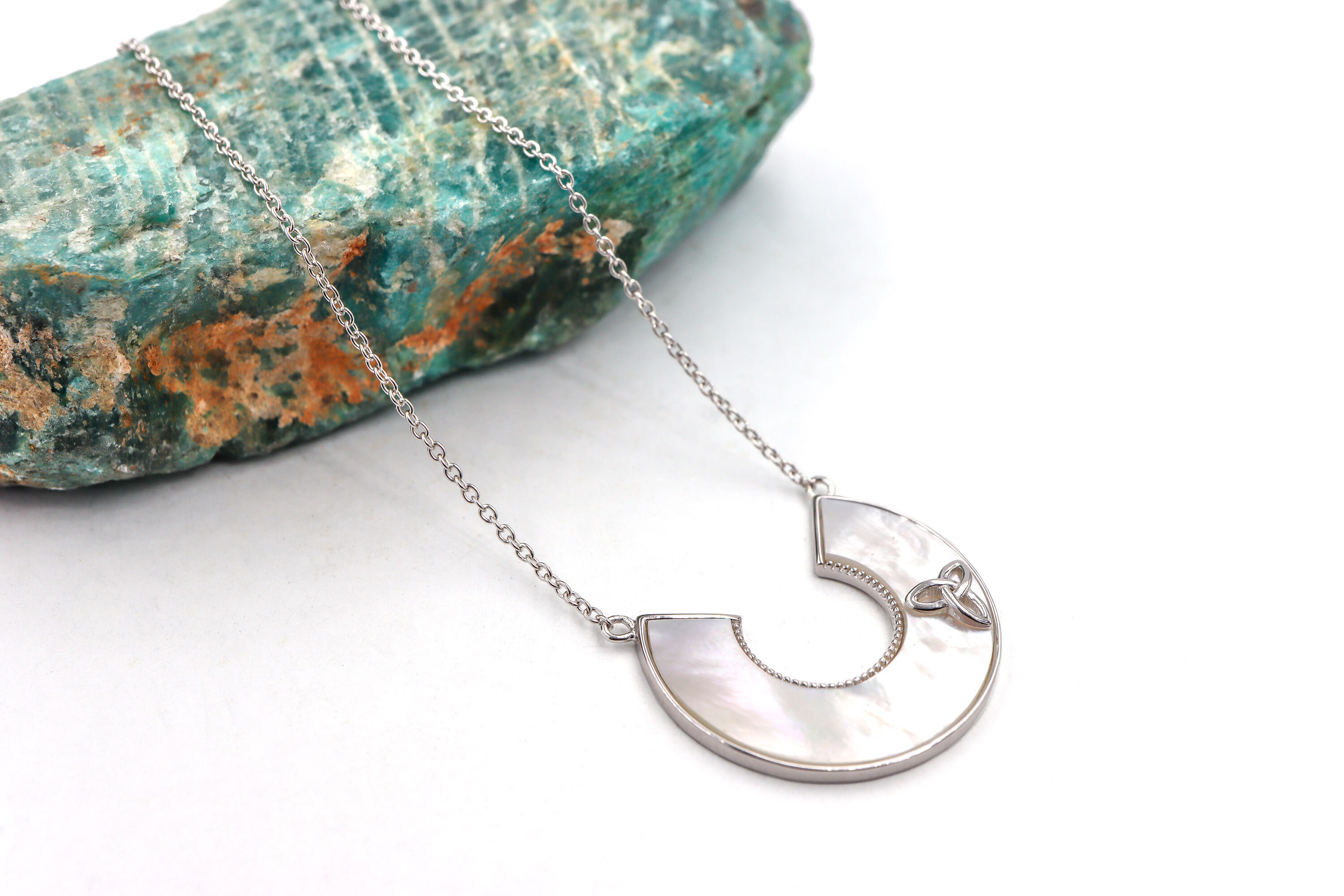 Irish Sterling Silver Trinity Knot Necklace For Women
