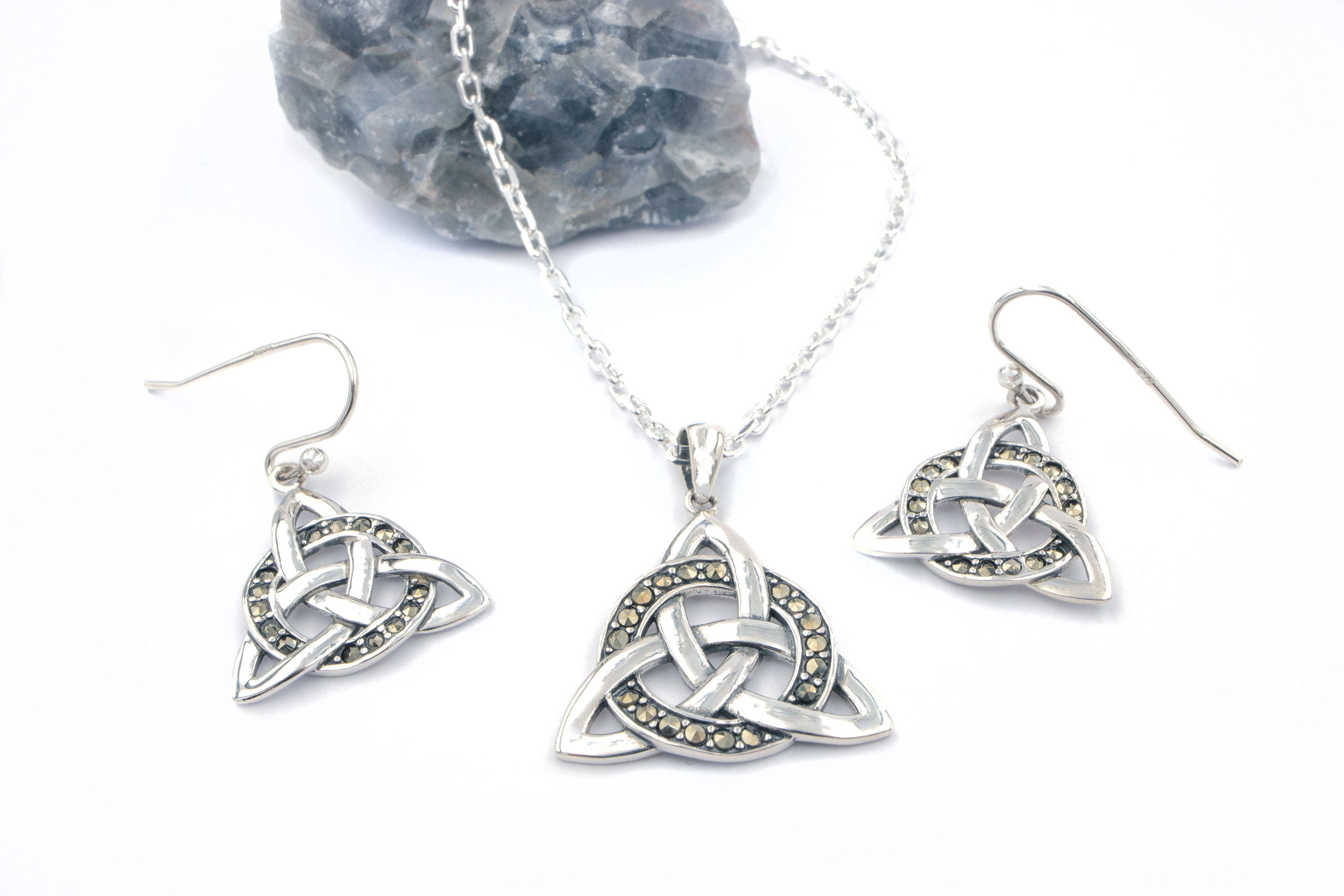 Womens Trinity Knot Earrings in Real Sterling Silver