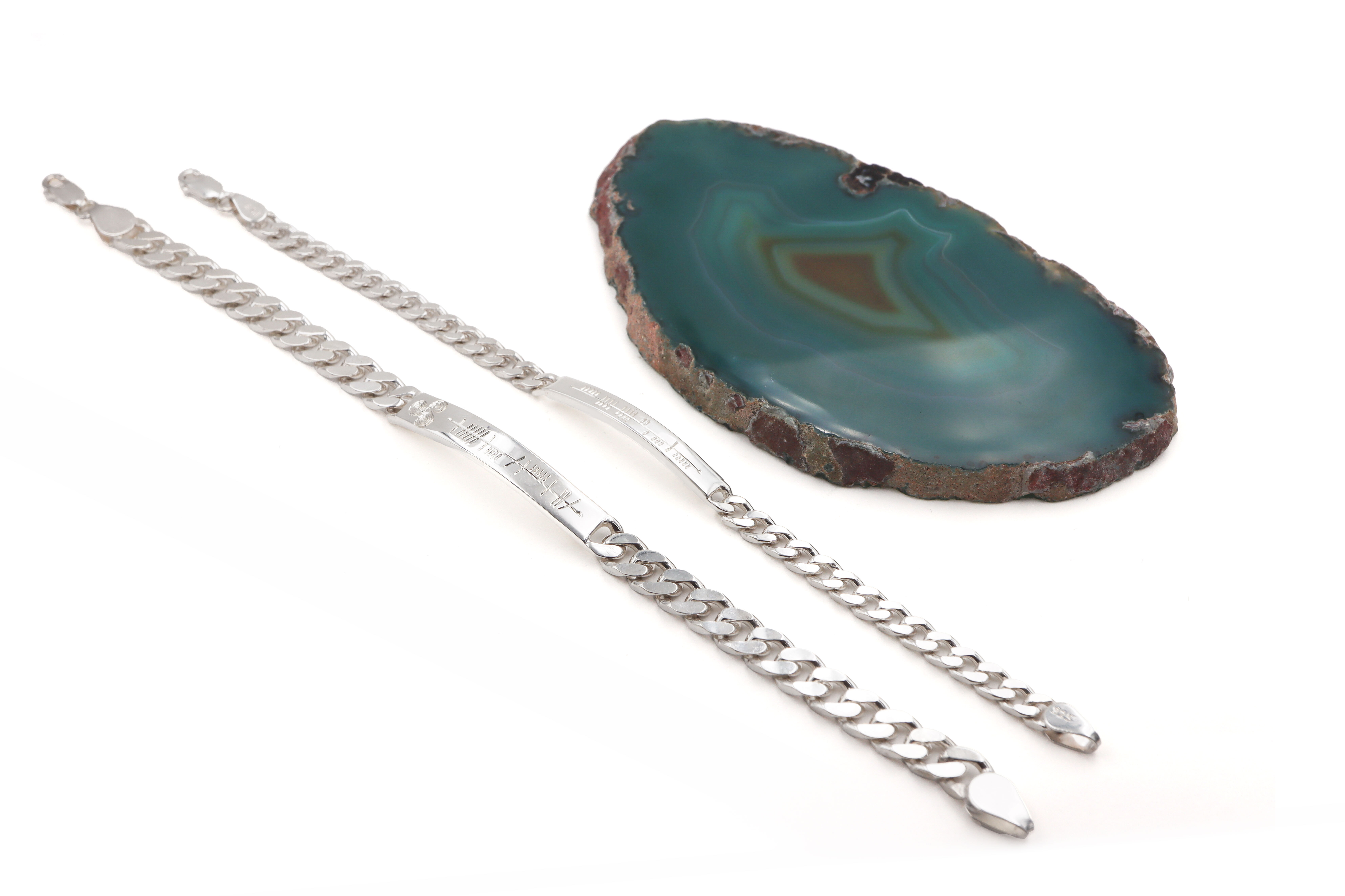 Mens Authentic Sterling Silver Ogham & Newgrange & Gaelic & Triskele Engravable Bracelet