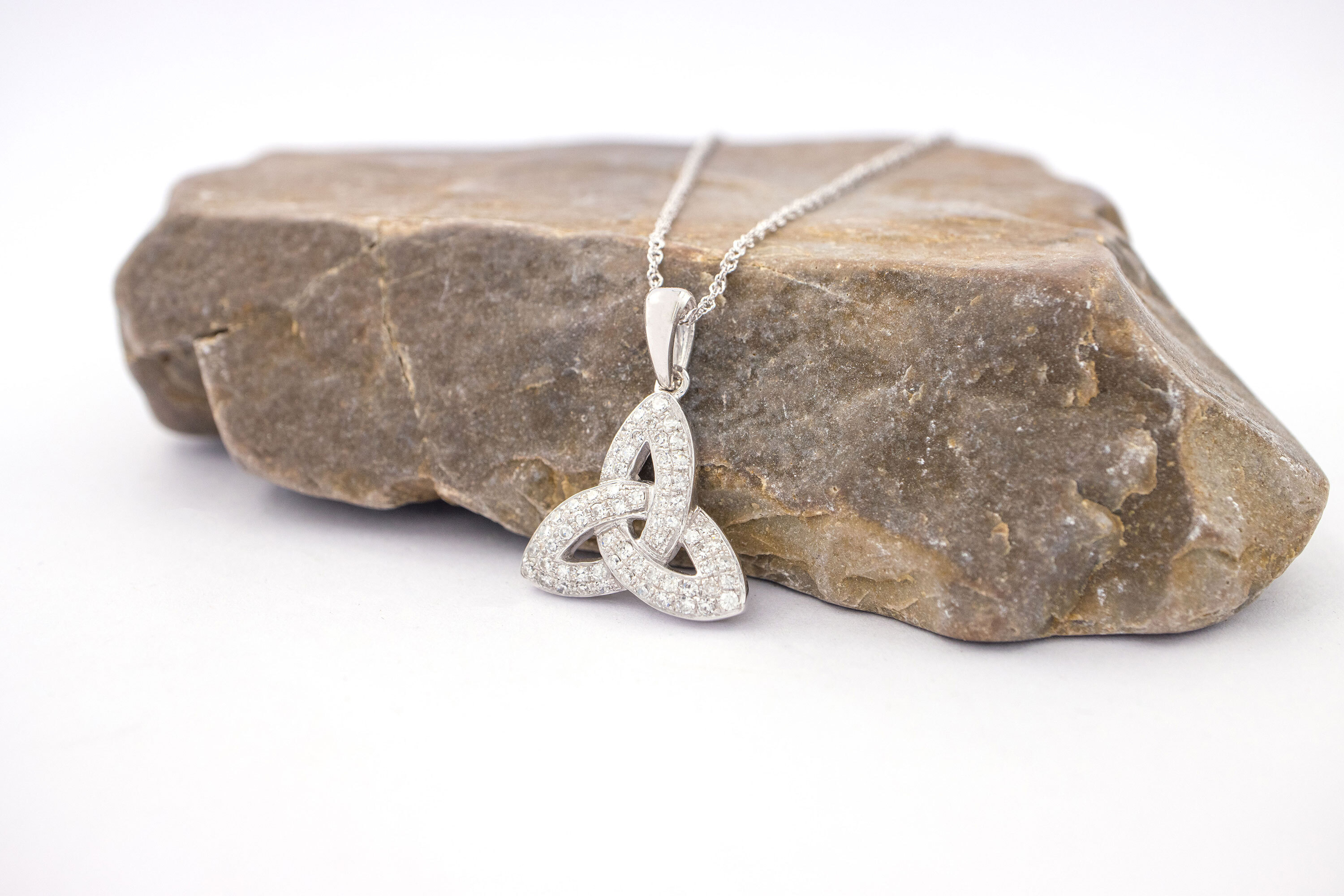 Womens Trinity Knot Gift Set in 14K White Gold