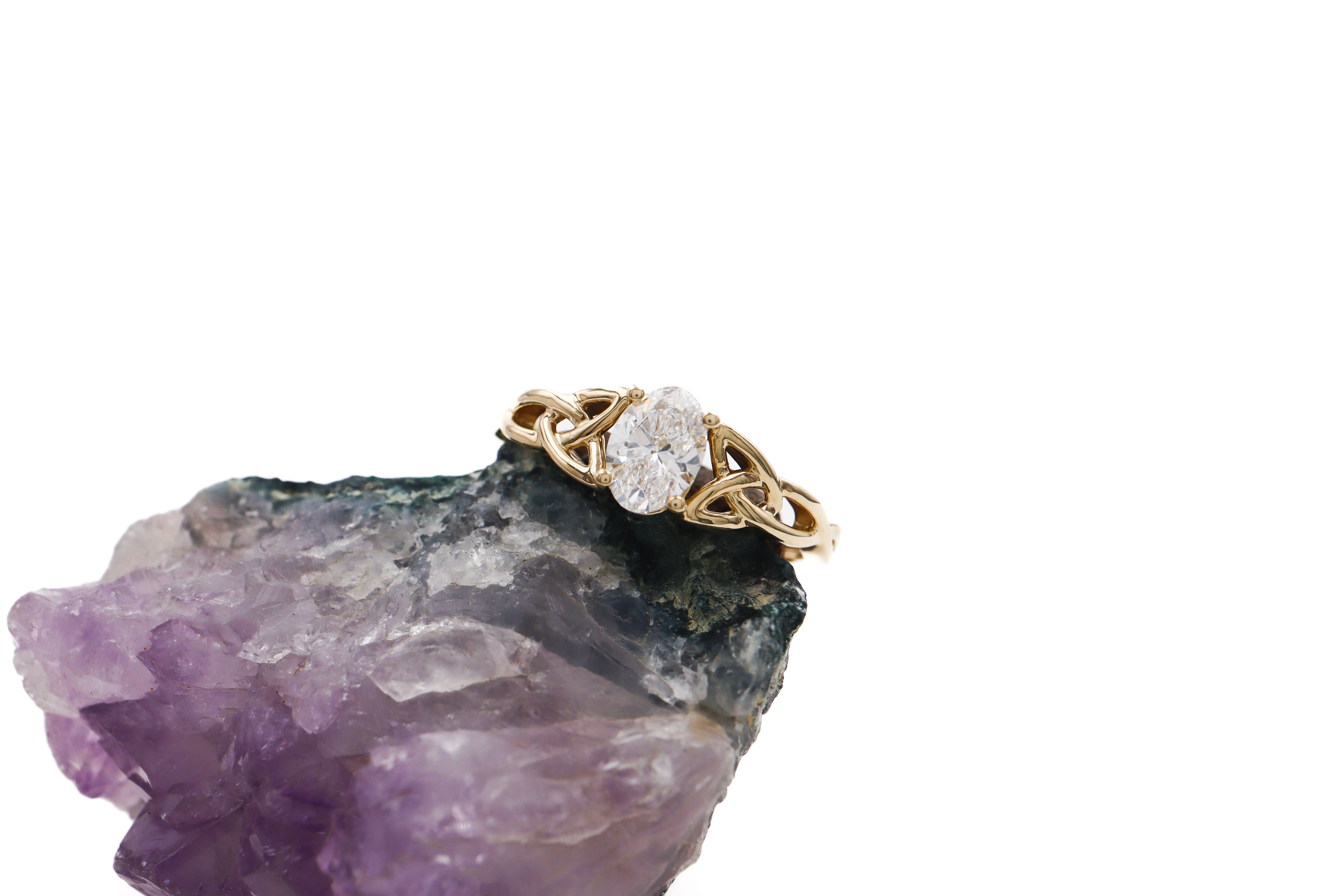 Authentic 14K Yellow Gold Trinity Knot 0.70ct Lab Grown Diamond Ring For Women With a Polished Finish