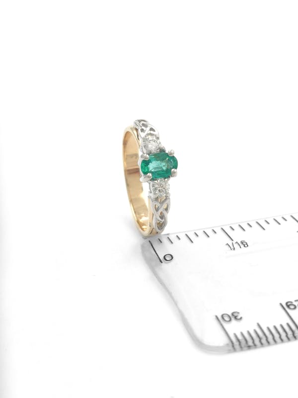 Womens Trinity Knot 0.50ct Natural Emerald Engagement Ring in 14K Yellow Gold & White Gold With a Polished Finish