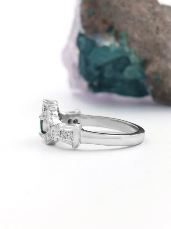 Womens Claddagh Engagement Ring in Real White Gold
