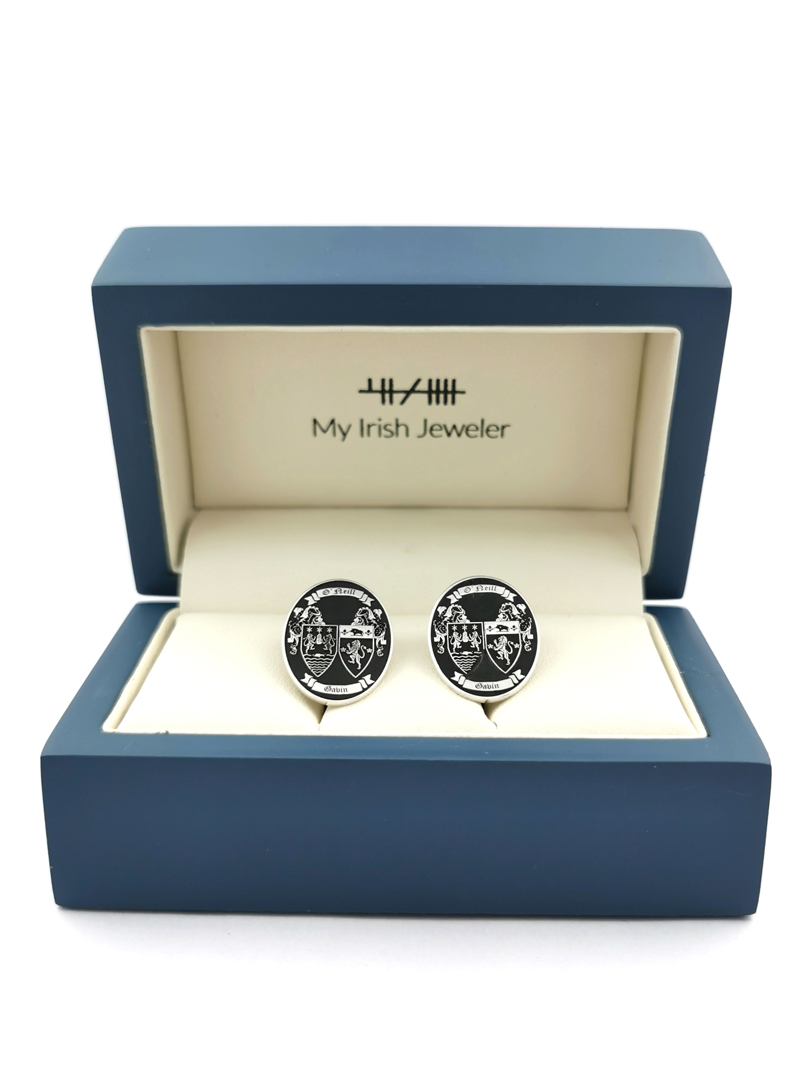 Heirloom Quality Sterling Silver Family Crest Cufflinks With a Oxidized Finish For Men