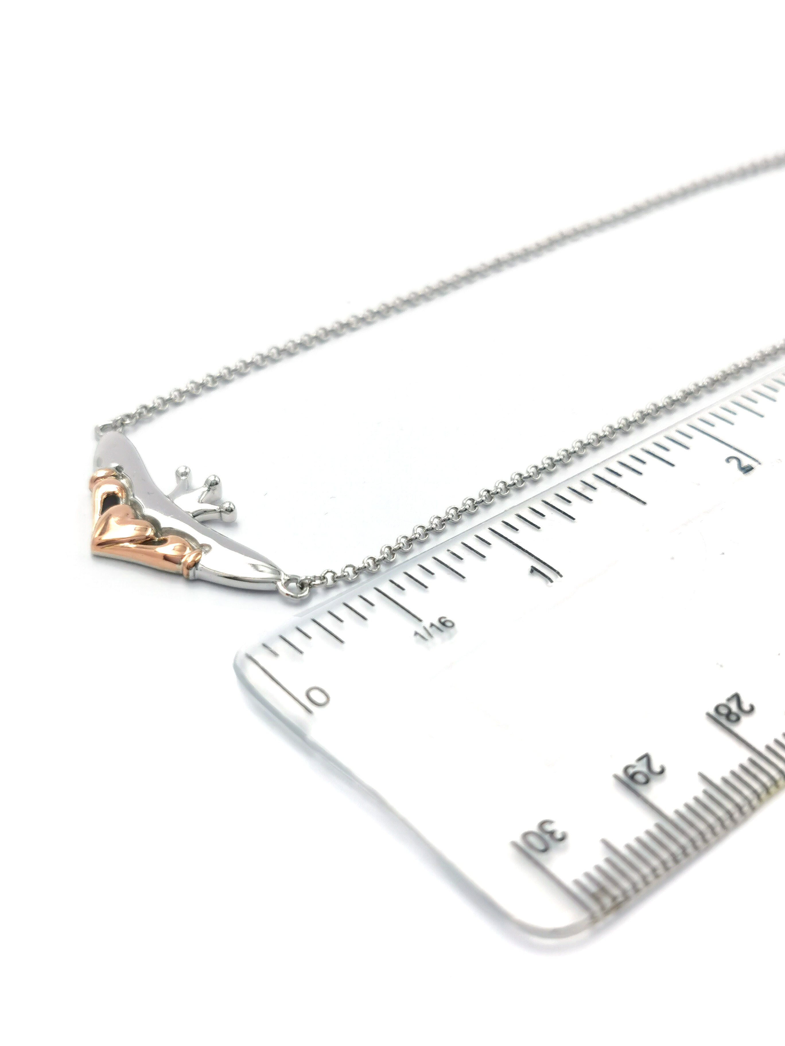 Womens Claddagh Necklace in Sterling Silver & Rose Gold