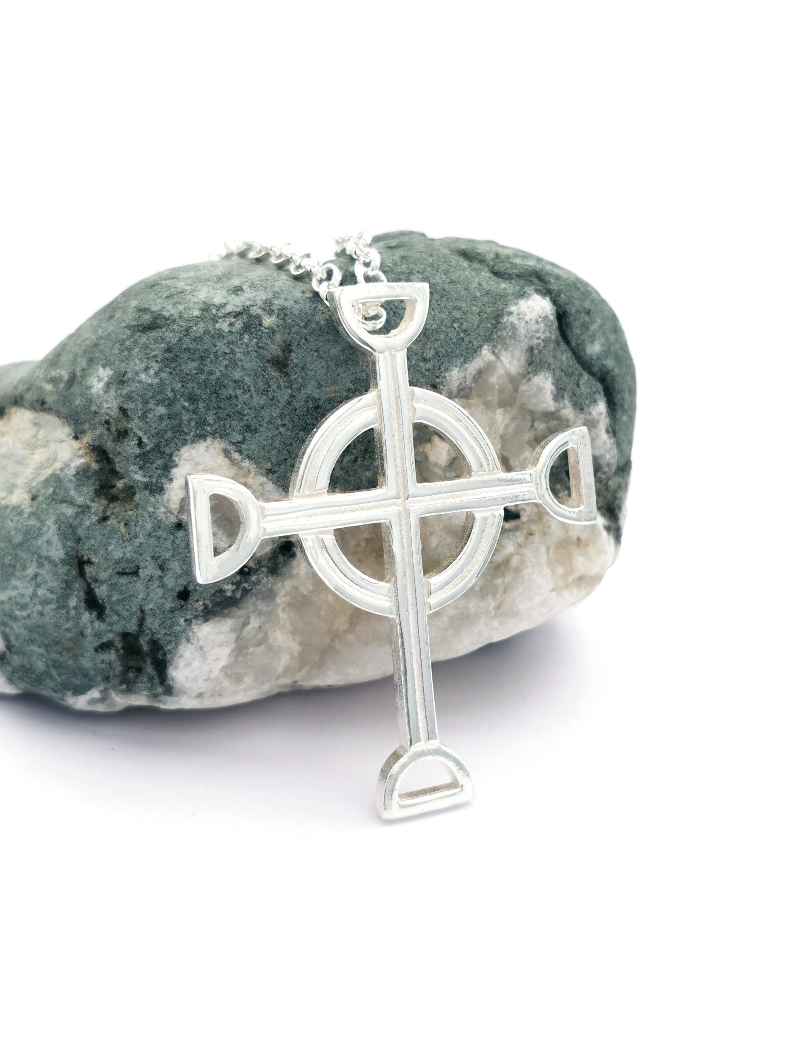 Irish Sterling Silver Celtic Cross Necklace For Men