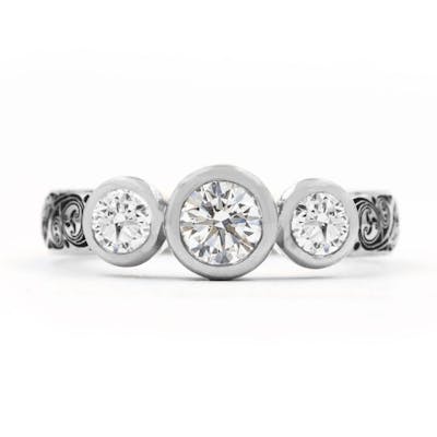 Three-Stone Bezel Set Diamond Triskele Ring