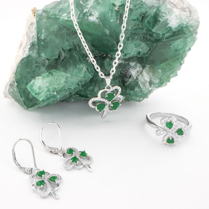 Green Agate Shamrock Gift Set
