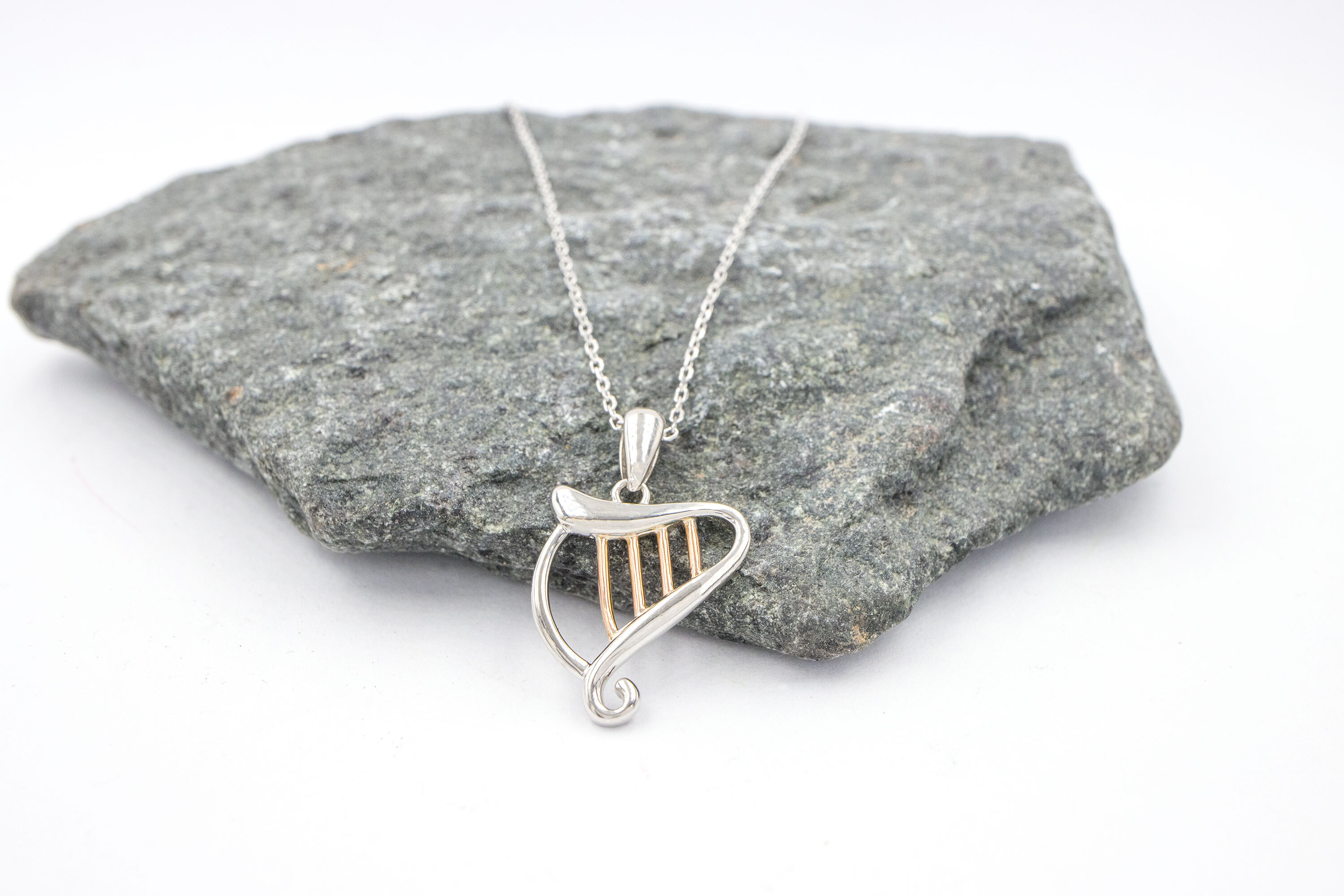 Irish Harp & Irish Gold - Shown with Light Cable Chain