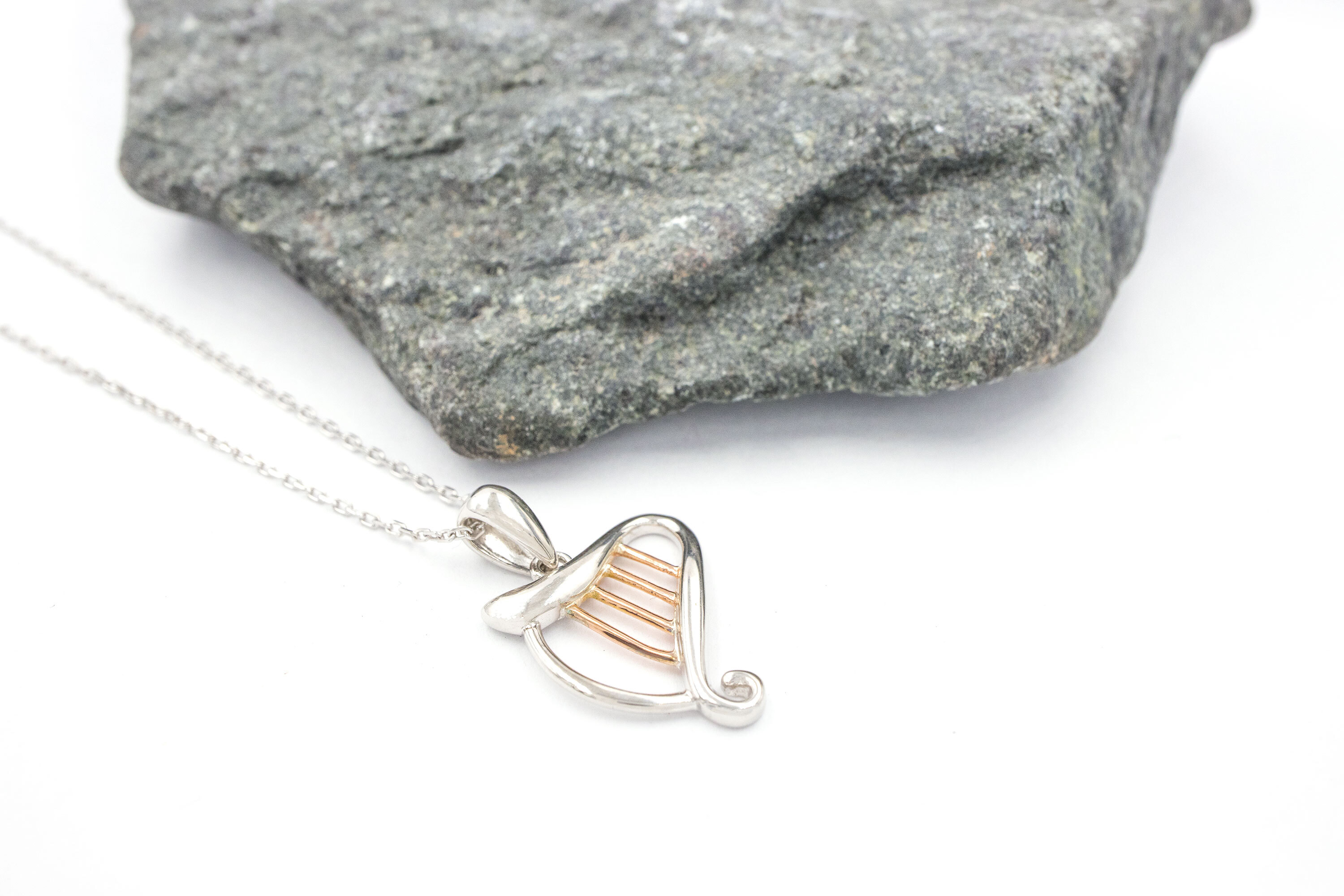 Irish Harp & Irish Gold - Shown with Light Cable Chain