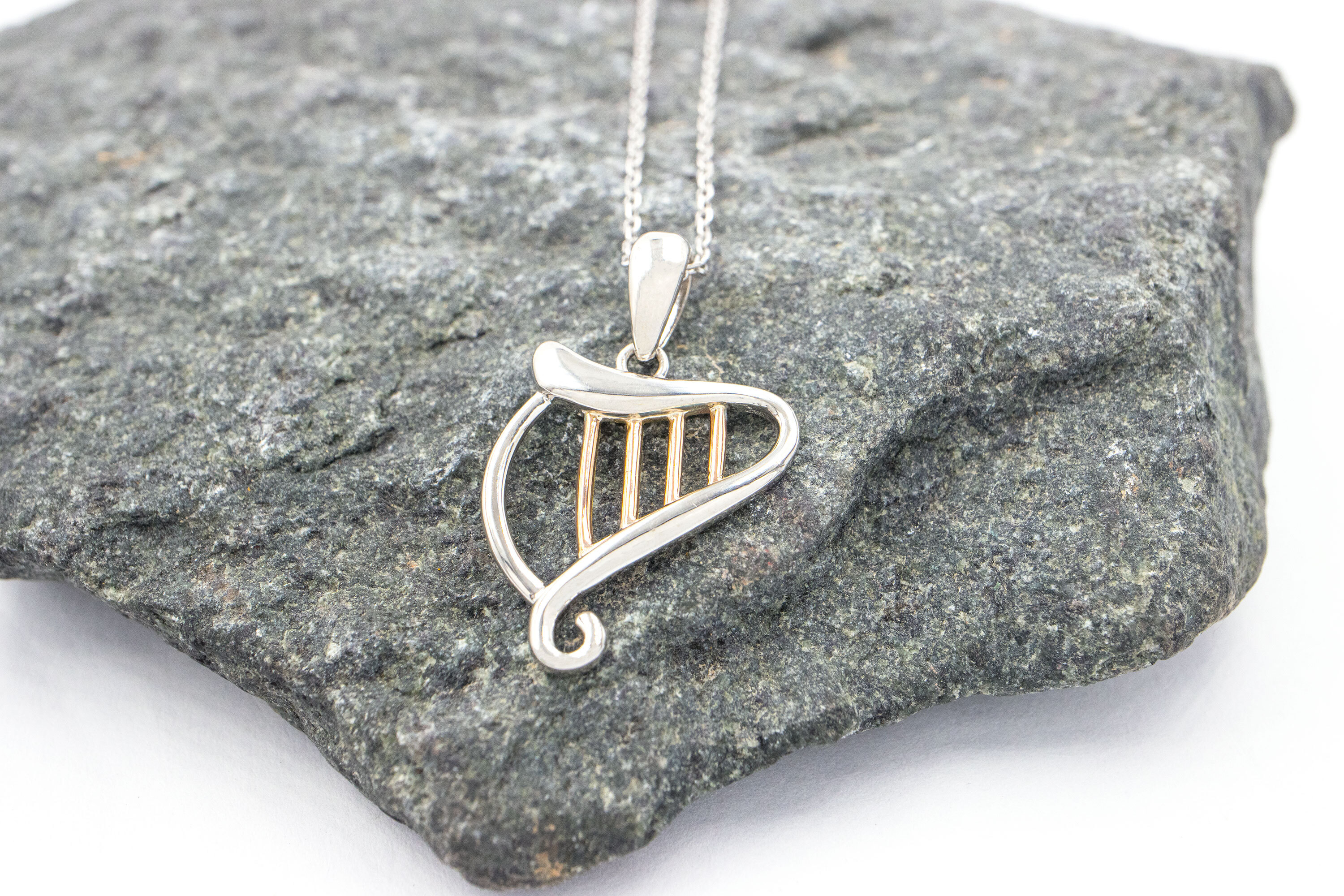 Irish Harp & Irish Gold - Shown with Light Cable Chain