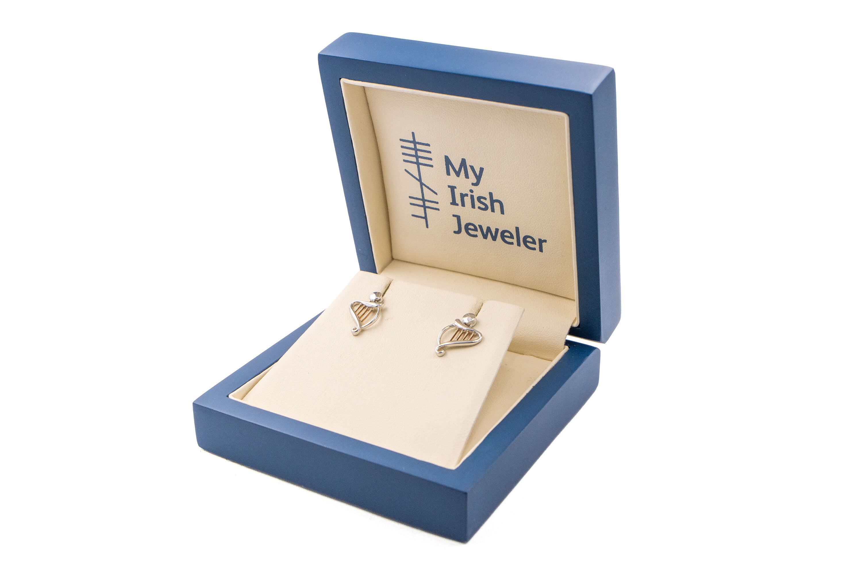 Striking Sterling Silver & 10K Rose Gold Irish Harp & Irish Gold Gift Set For Women