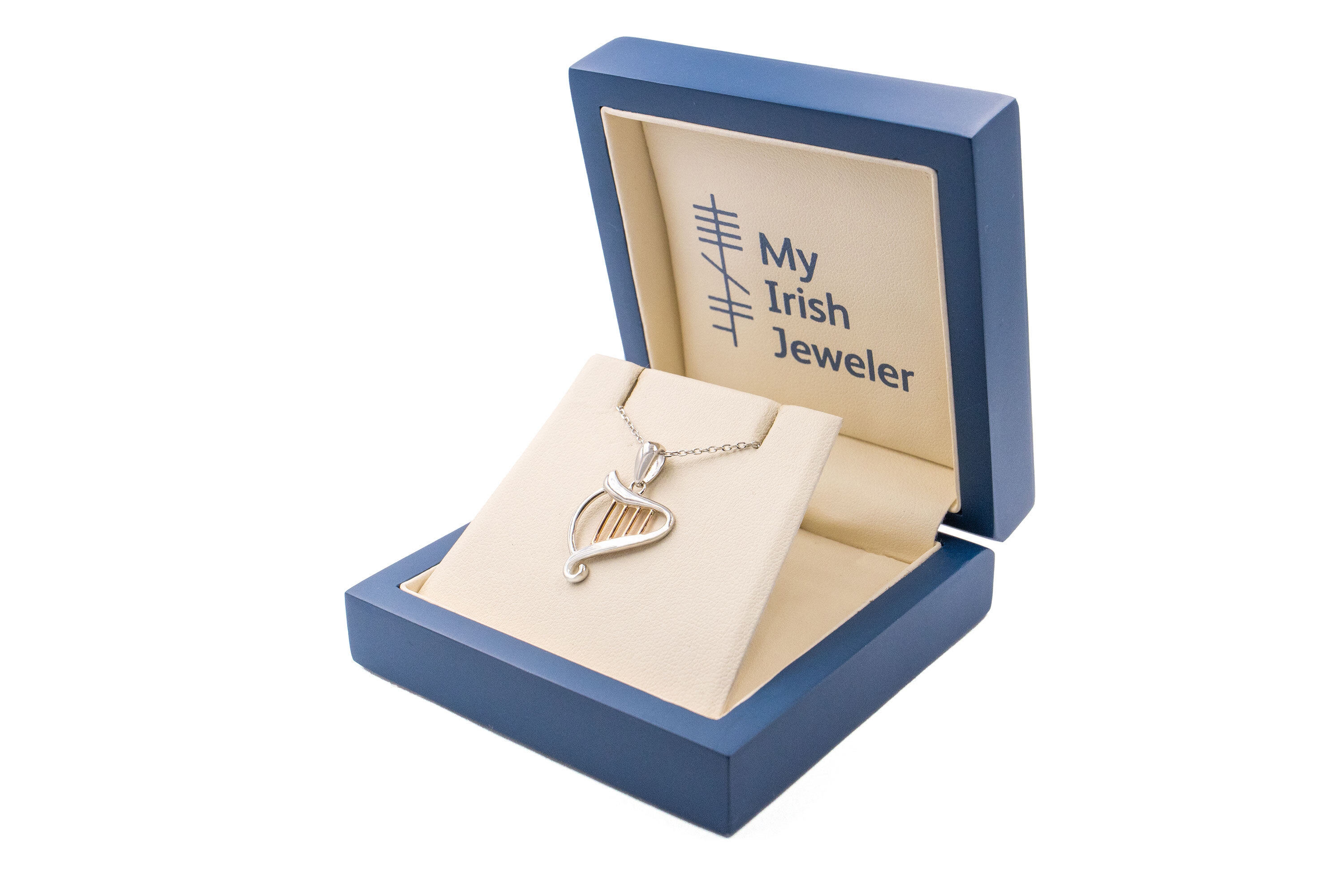 Womens Sterling Silver & 10K Rose Gold Irish Harp Gift Set