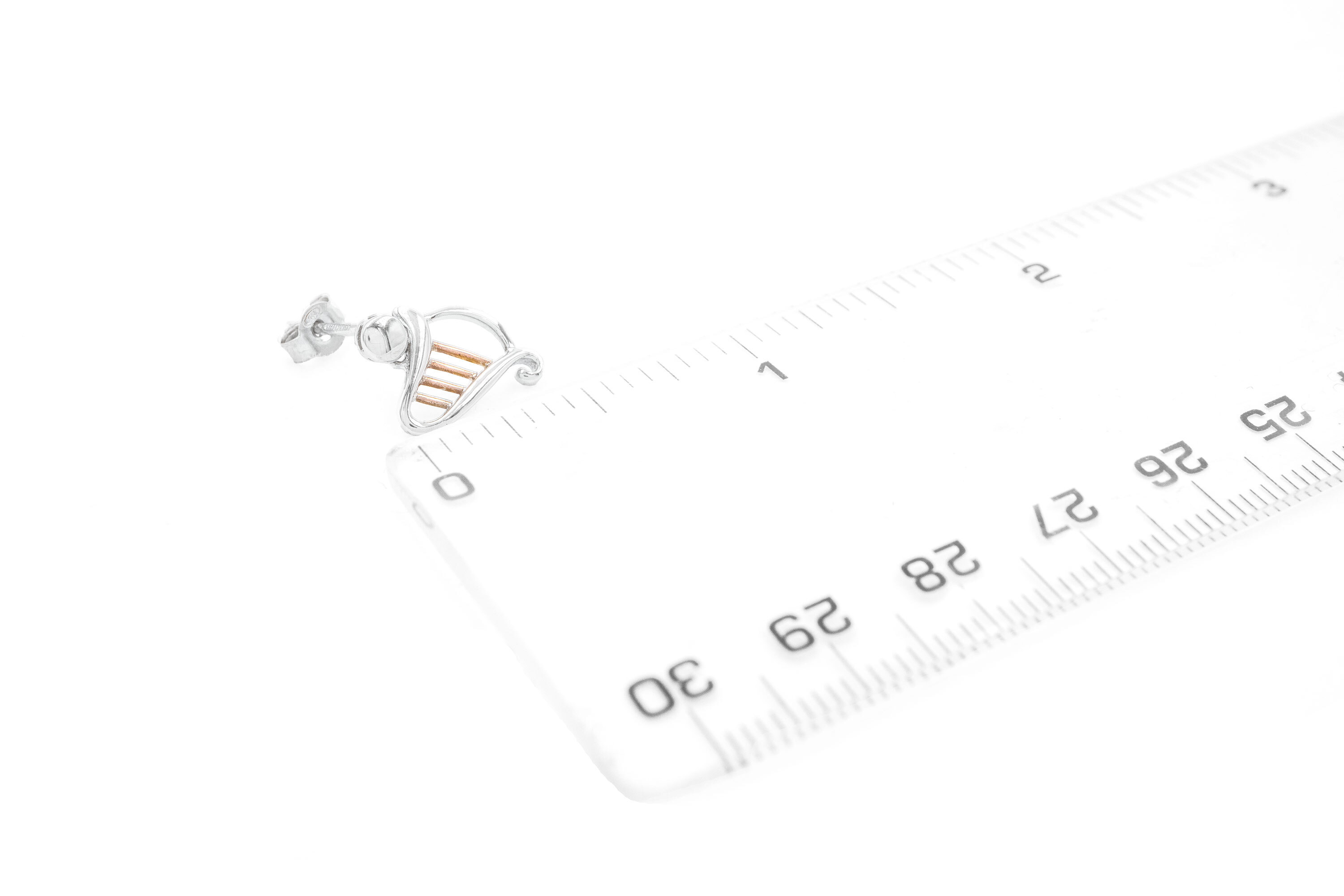 Real Sterling Silver & 10K Rose Gold Irish Harp Gift Set For Women