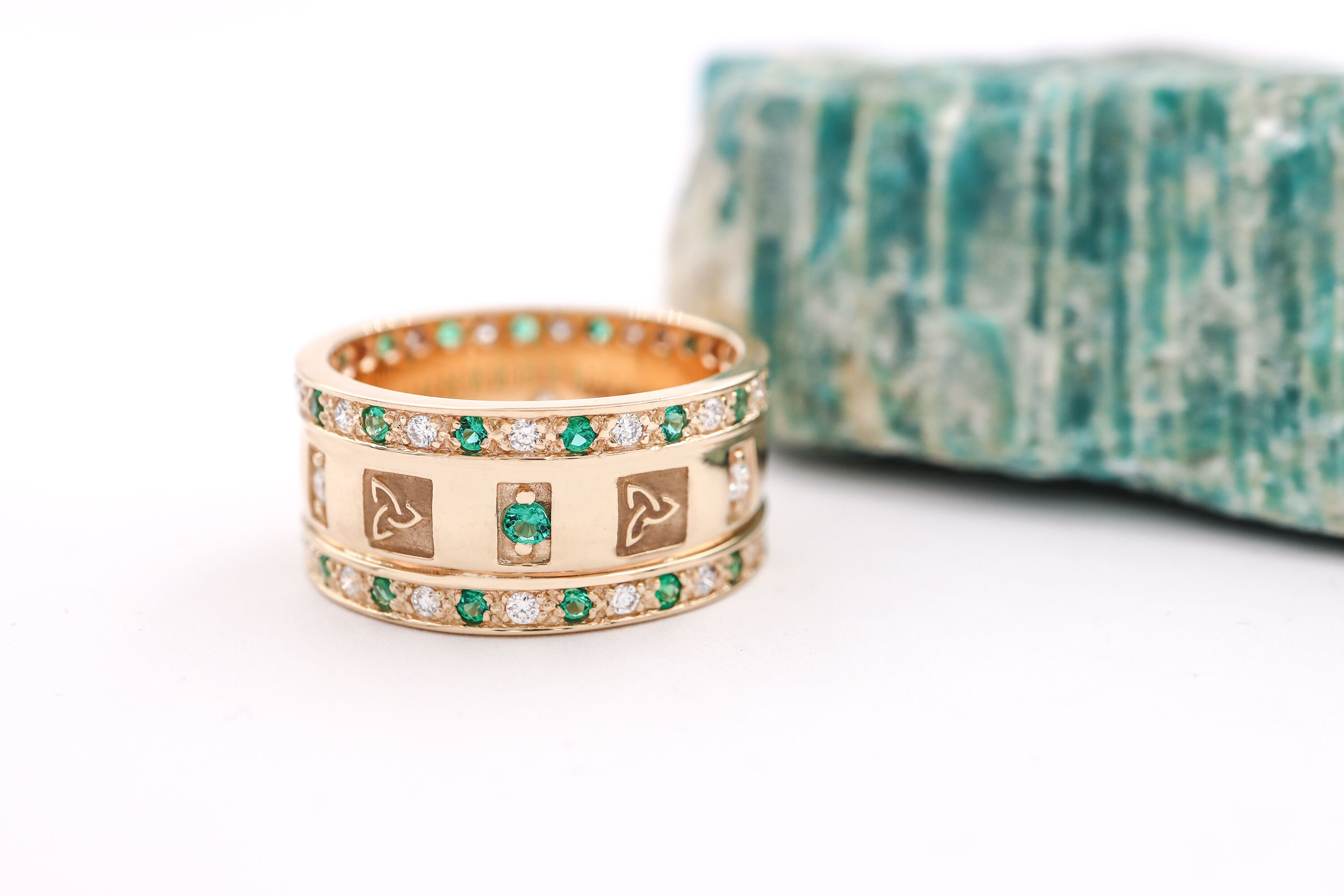 14K Yellow Gold Celtic Knot & Trinity Knot 9.5mm Ring