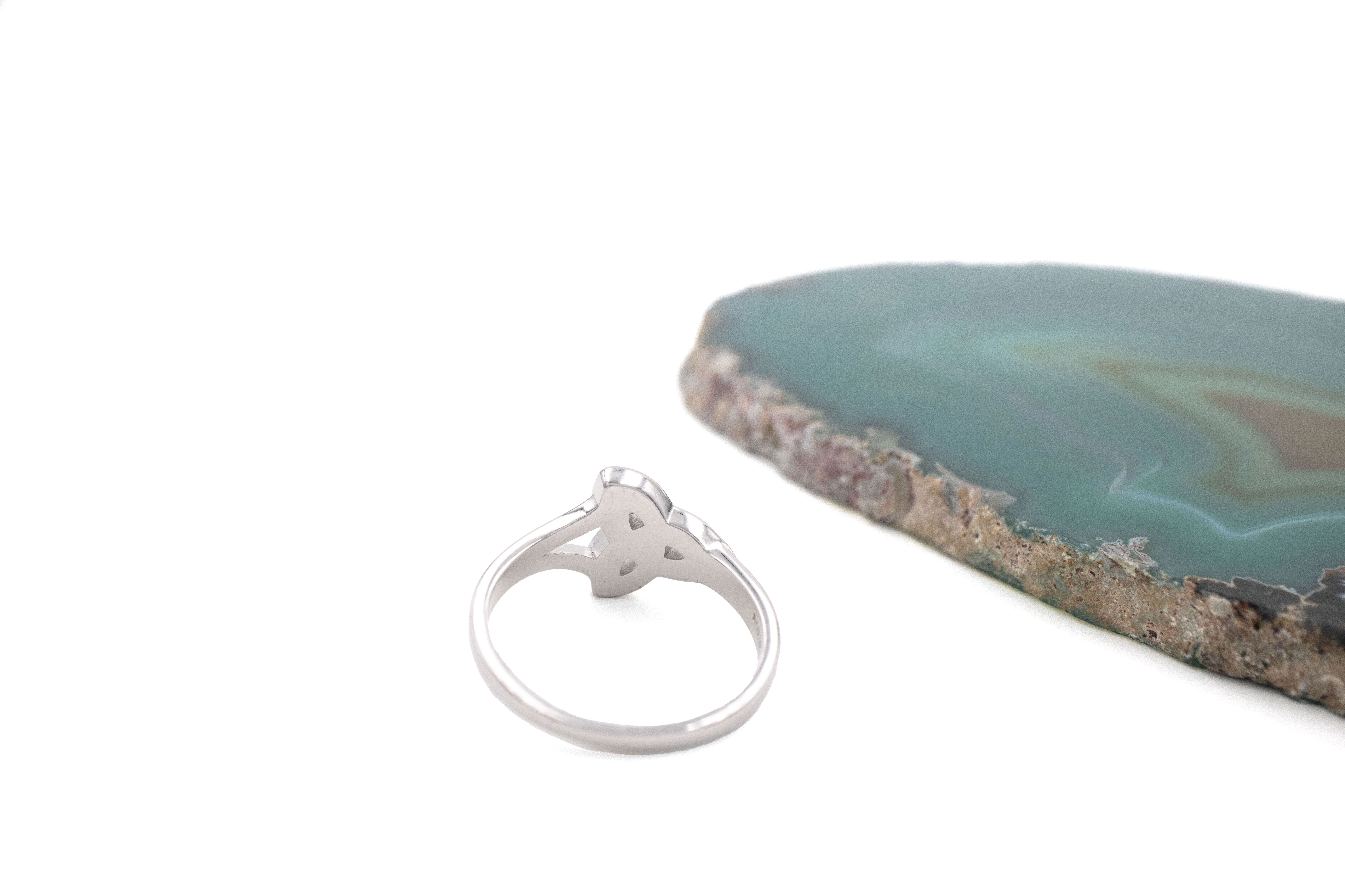 Gorgeous Sterling Silver Trinity Knot & Connemara Marble Ring For Women