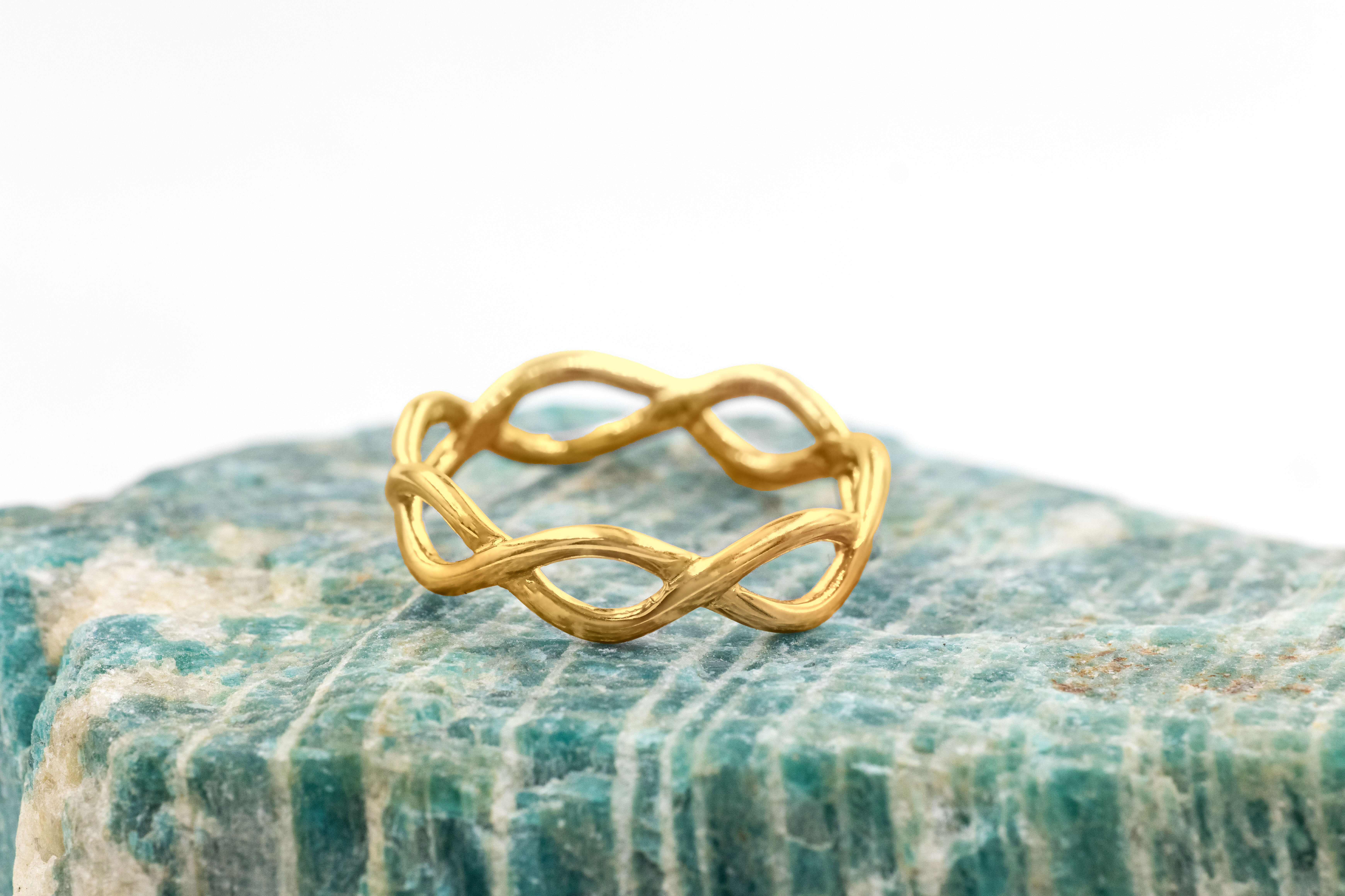 Real 10K Yellow Gold Celtic Knot 4.8mm Ring For Women