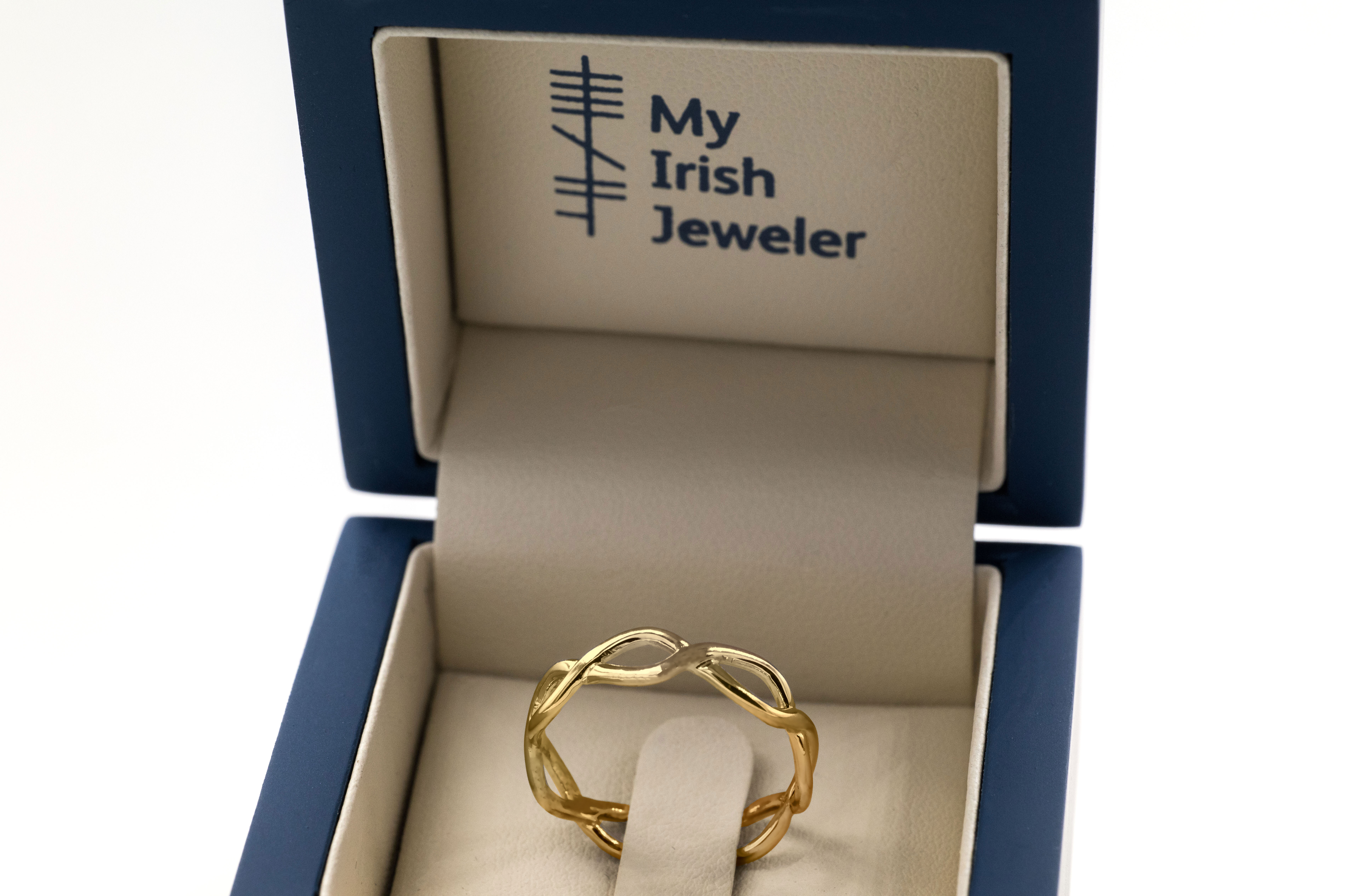 Genuine 10K Yellow Gold Celtic Knot Ring For Women. In Luxury Packaging.