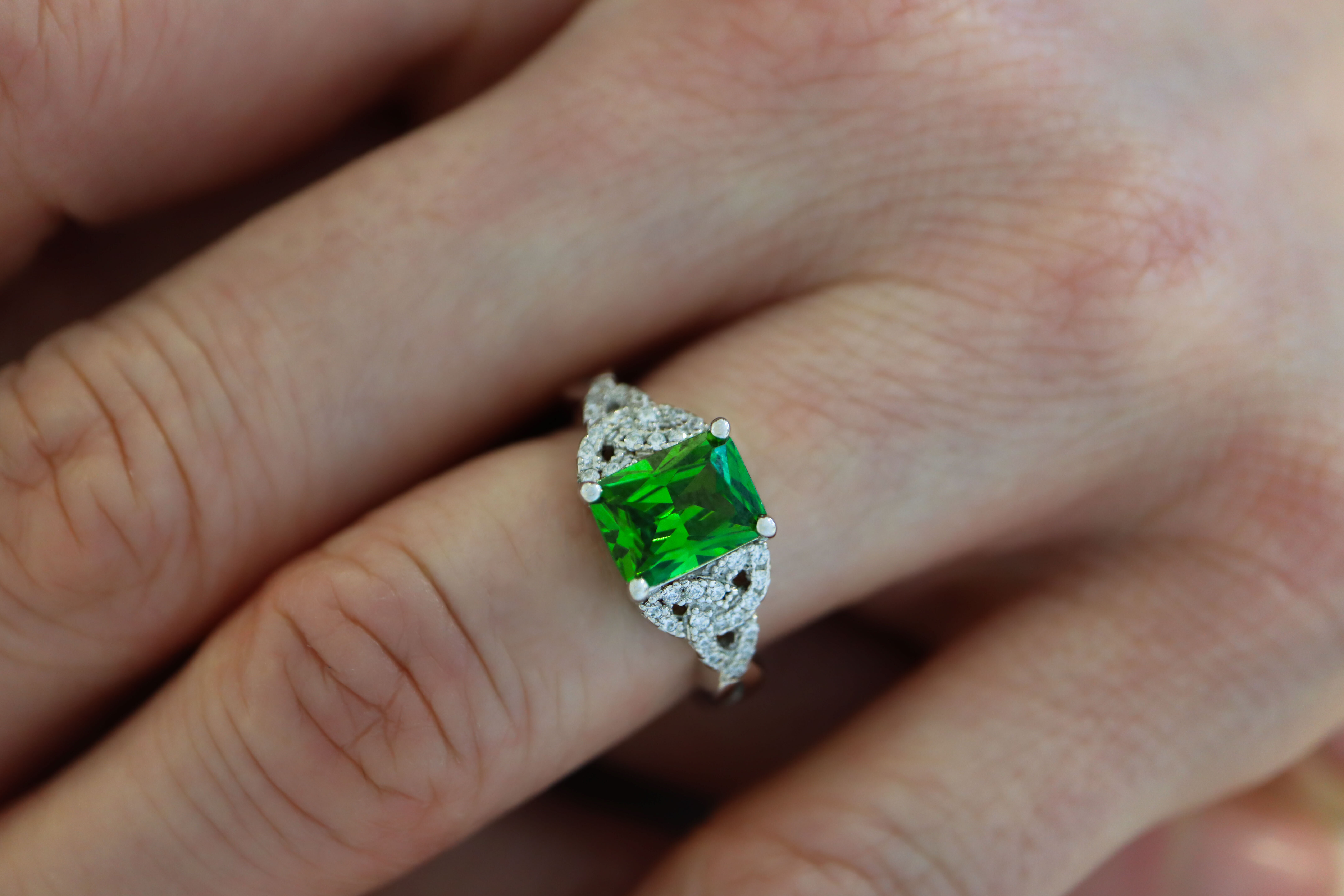 Irish Sterling Silver Trinity Knot Ring For Women - Model Photo