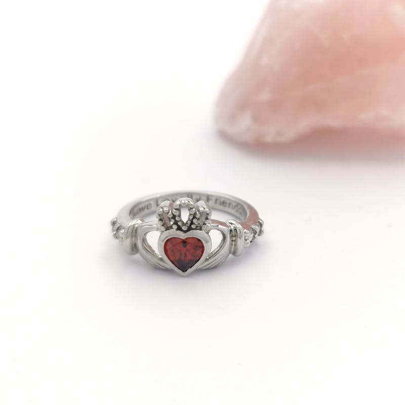 Womens Romantic Sterling Silver January Birthstone Ring