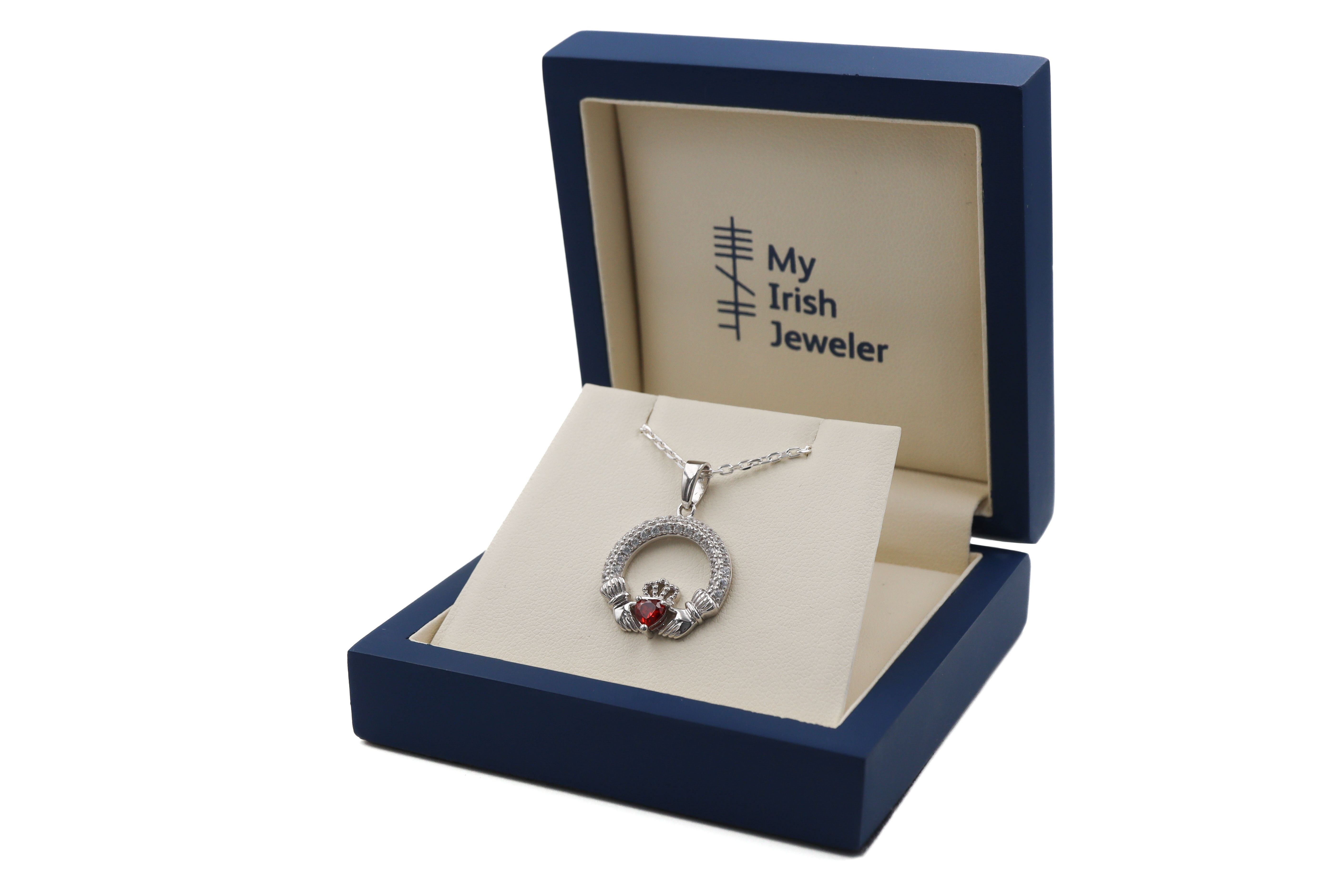 Womens January Birthstone Necklace in Sterling Silver. In Luxury Packaging.