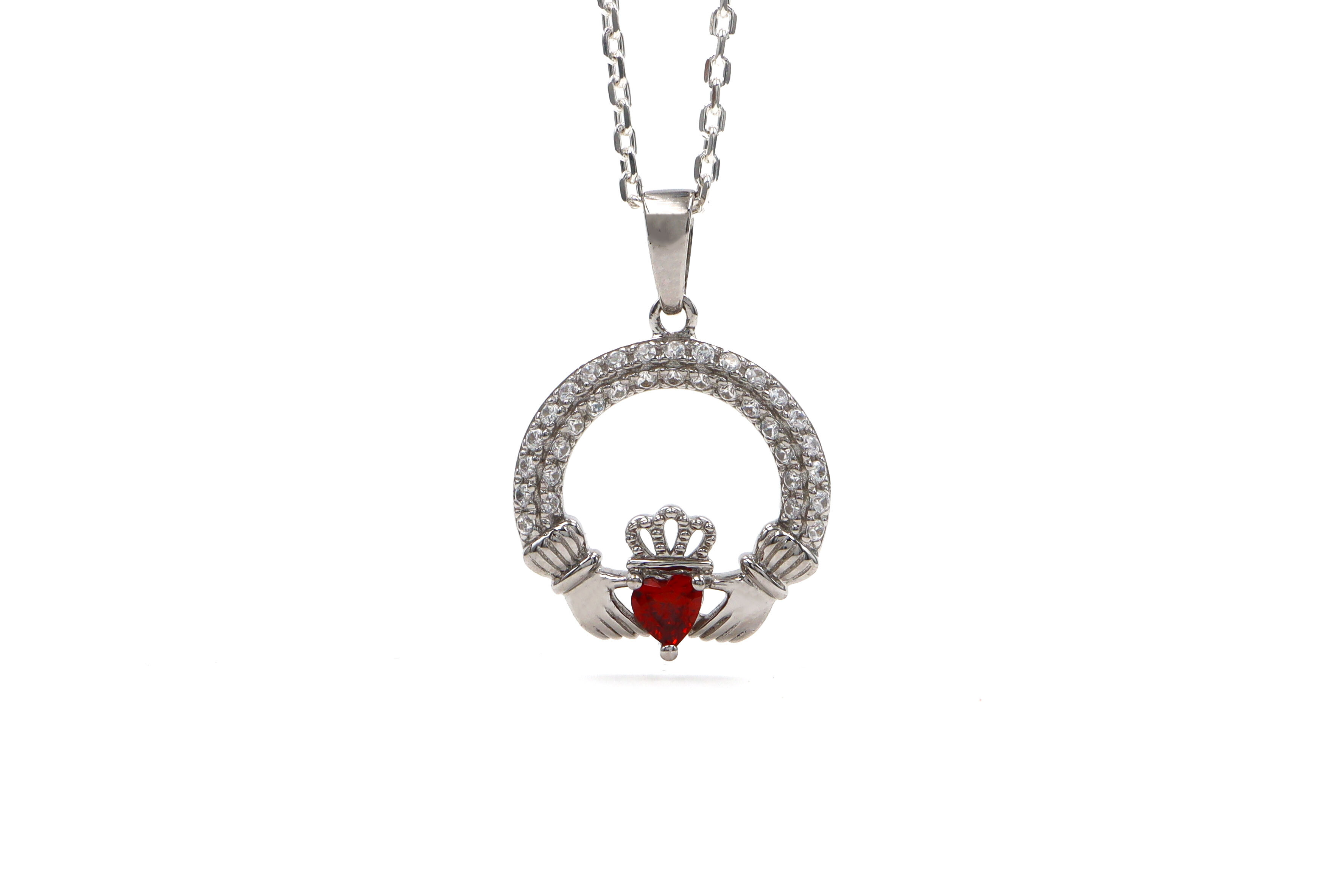 Womens January Birthstone Necklace in Sterling Silver