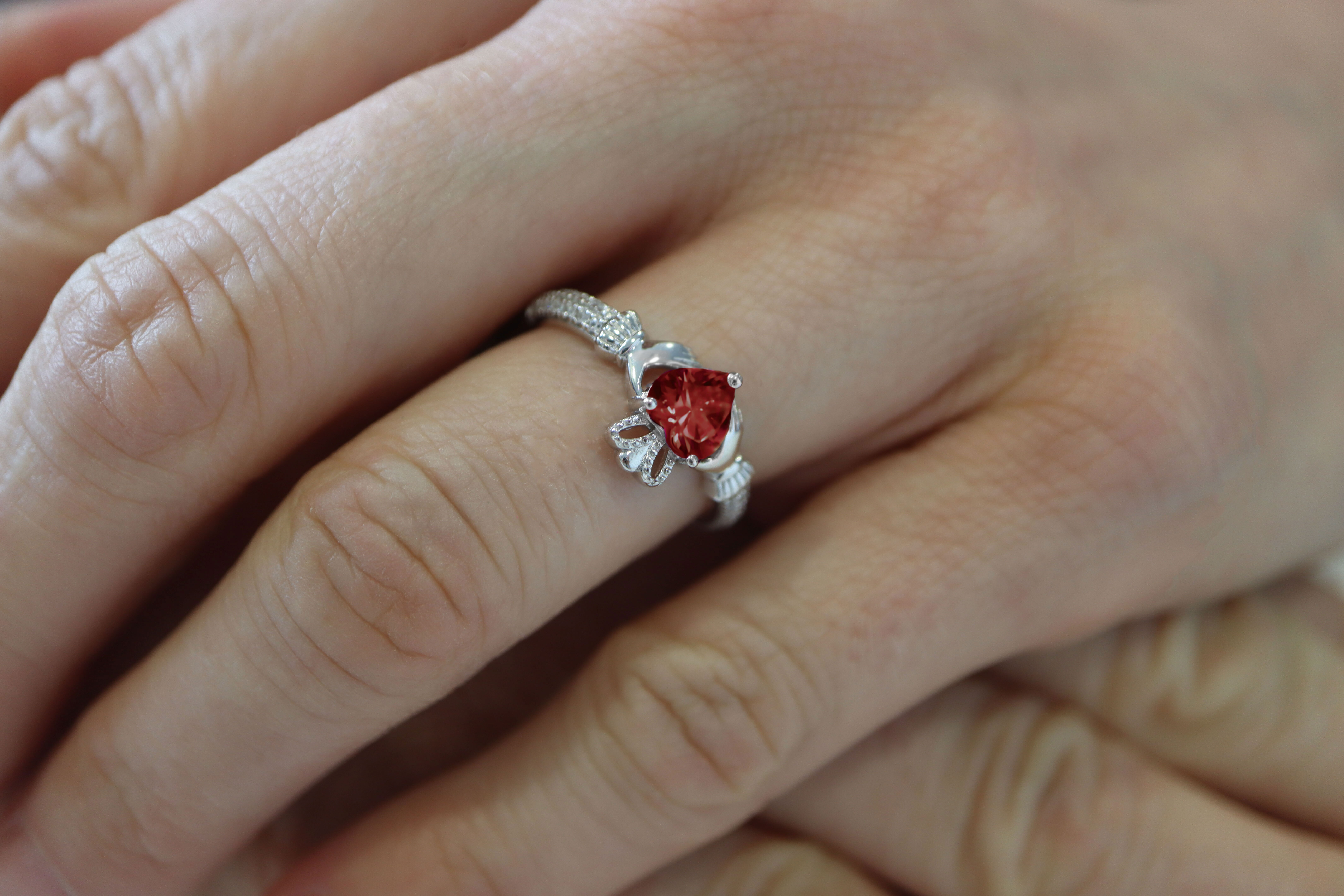 Womens Polished Sterling Silver January Birthstone Gift Set - Model Photo