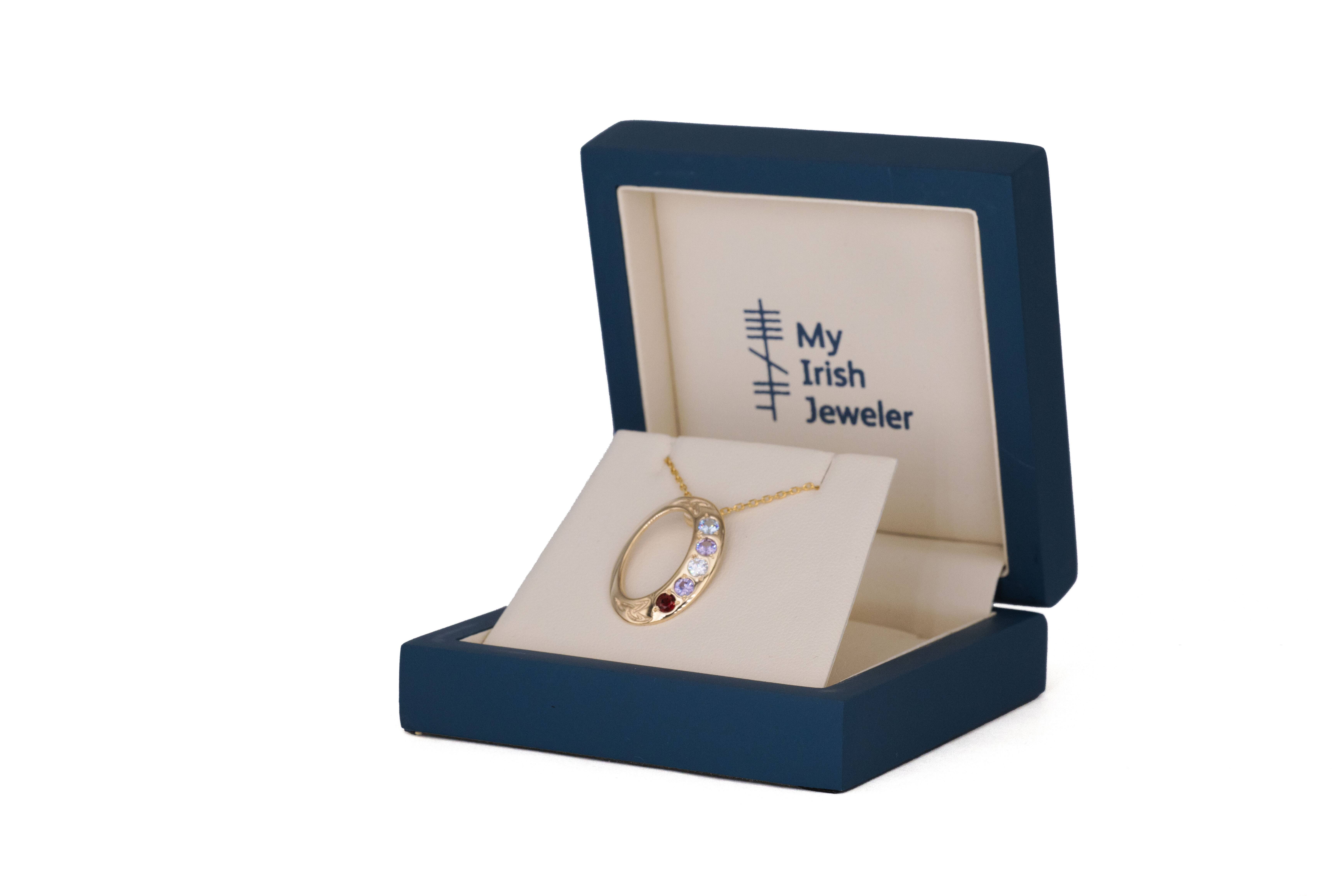 Womens Trinity Knot & Birthstone Necklace in 9K Yellow Gold