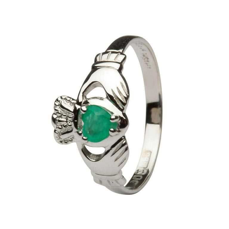14K Gold Emerald Heart Claddagh Ring, From Ireland My Irish Jeweler
