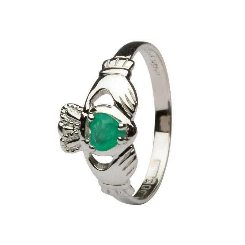 14K Gold Emerald Heart Claddagh Ring, From Ireland My Irish Jeweler