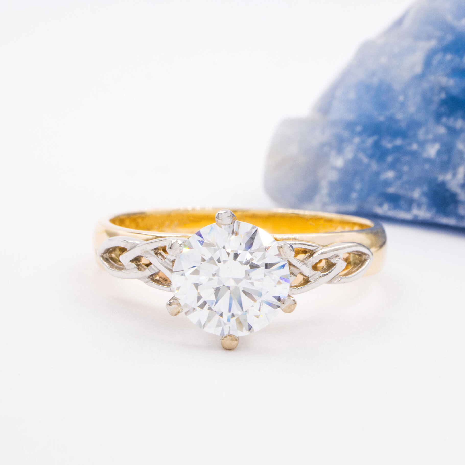 Womens Polished 14K Yellow Gold & White Gold Trinity Knot Ring