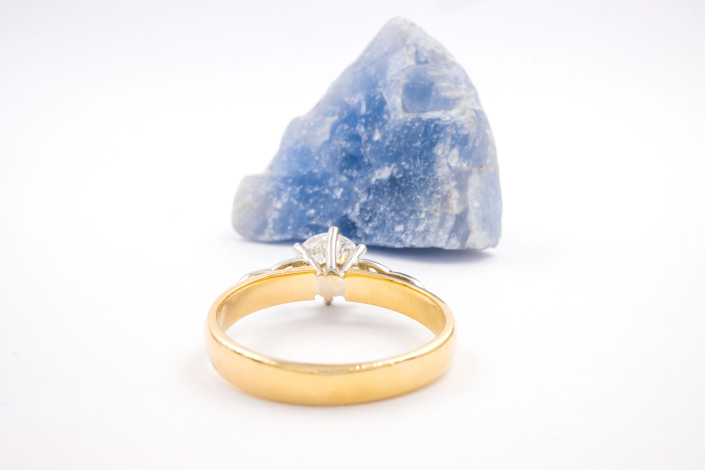 Authentic Yellow Gold & White Gold Trinity Knot Engagement Ring With a Polished Finish For Women