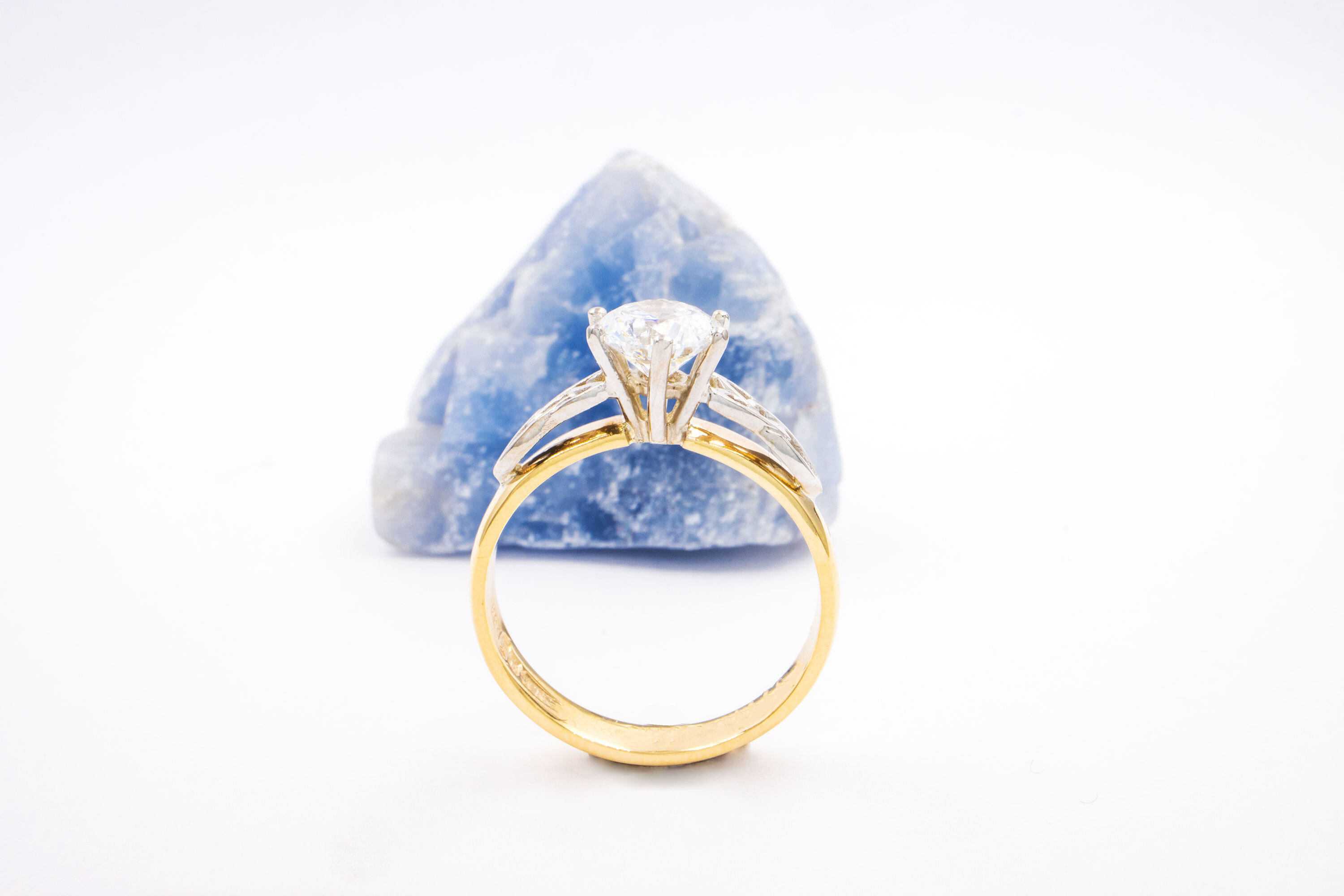 Authentic 14K Yellow Gold & White Gold Trinity Knot Engagement Ring For Women With a Polished Finish