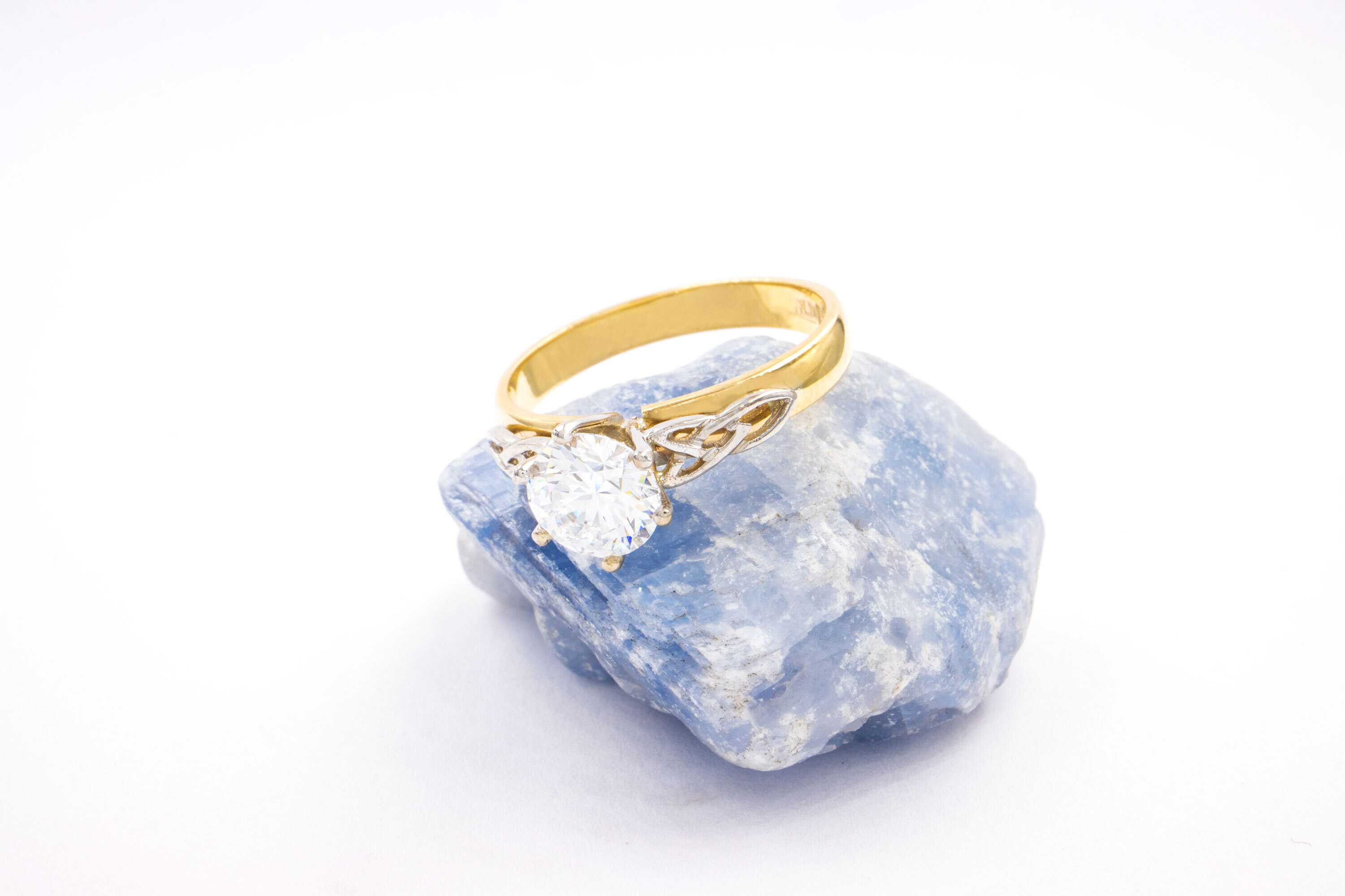 Genuine 14K Yellow Gold & White Gold Trinity Knot 1.00ct Lab Grown Diamond Ring With a Polished Finish For Women
