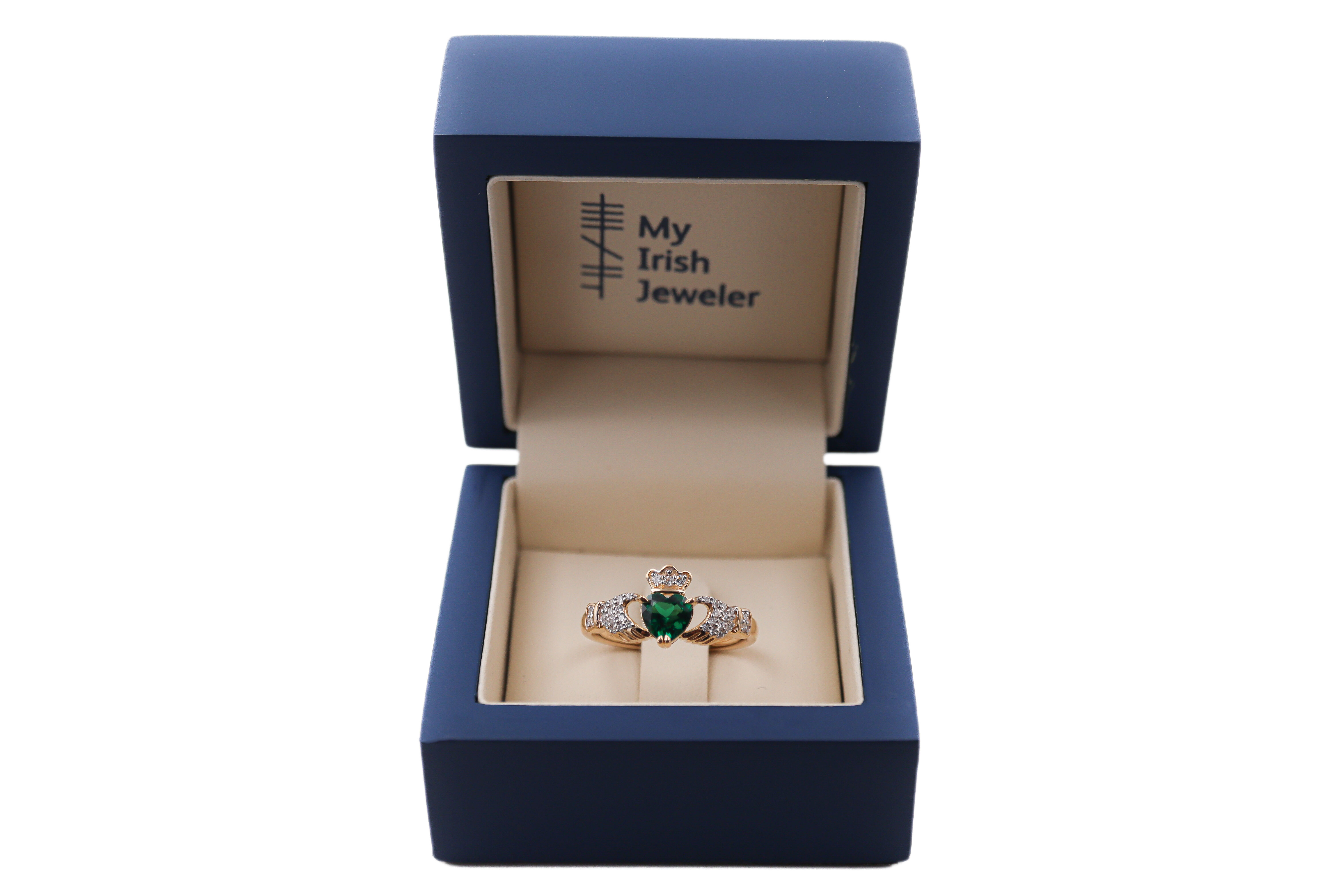 Irish Yellow Gold Claddagh Ring With a Polished Finish For Women. In Luxury Packaging.