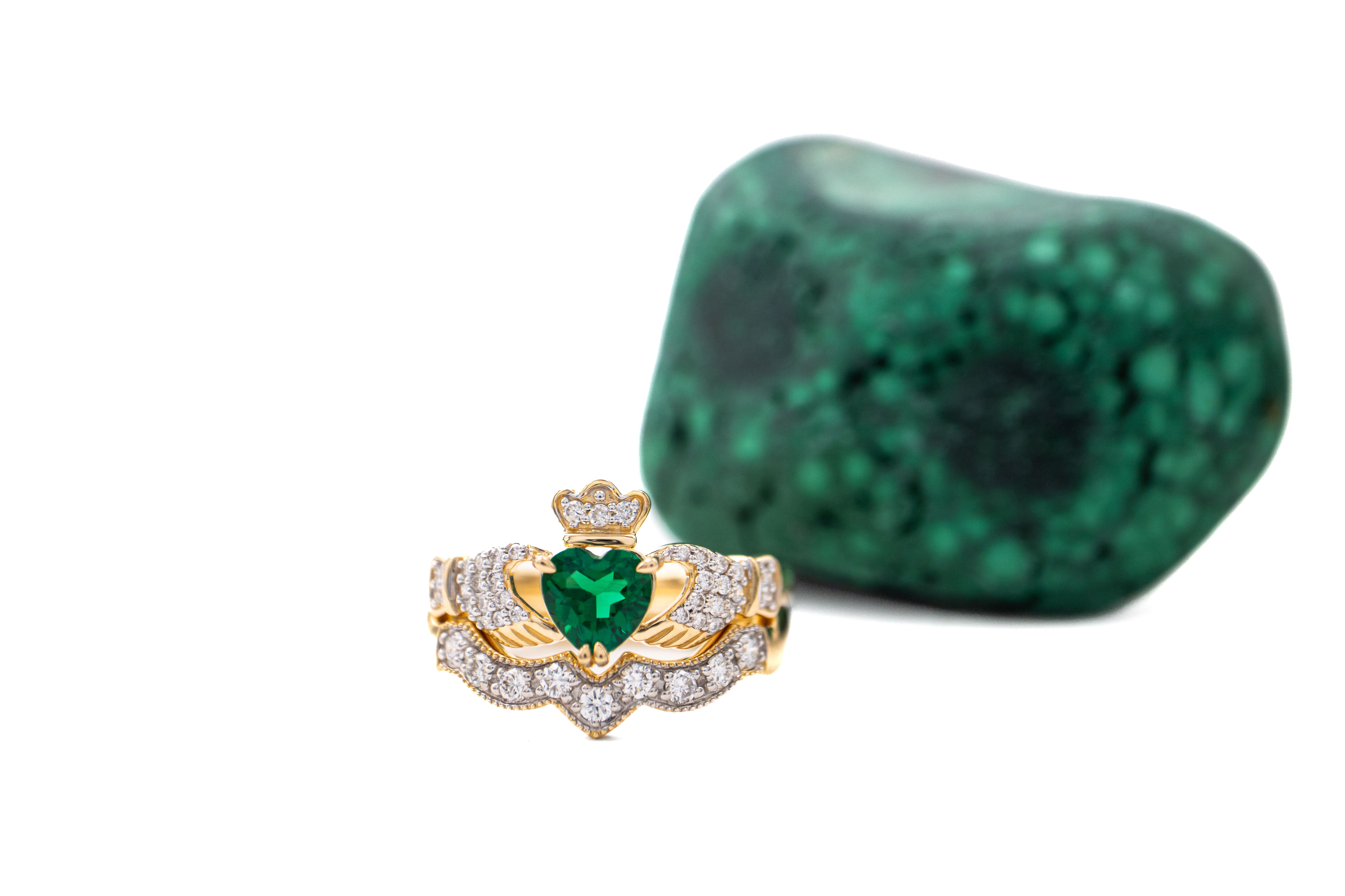 Authentic Yellow Gold Claddagh Engagement Ring For Women With a Polished Finish